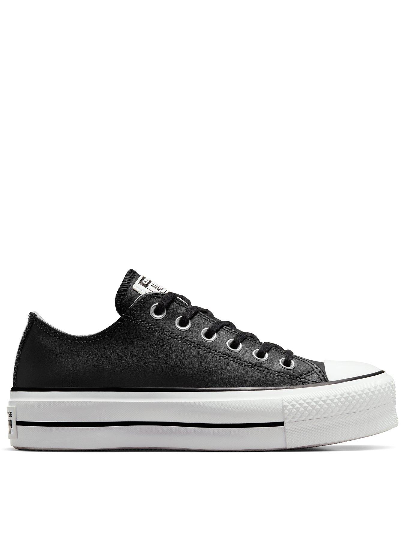 Womens Leather Lift Ox Trainers Black White