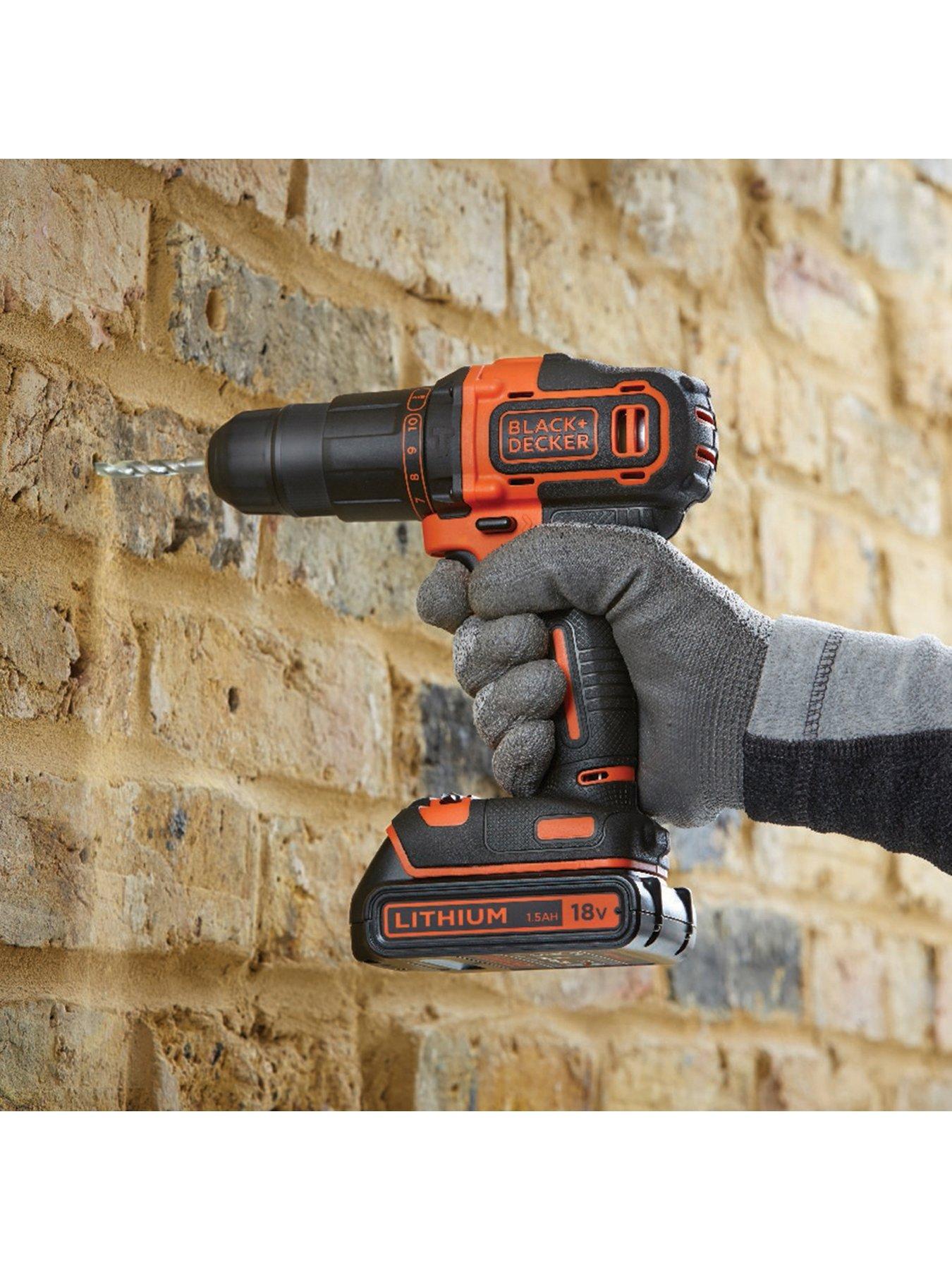 Image 4 of 5 of Black & Decker 18V Lithium Ion Twin Pack Kit - 18V Hammer Drill, 18V Impact Driver, 2x 1.5aH batteries, Charger and Soft Bag