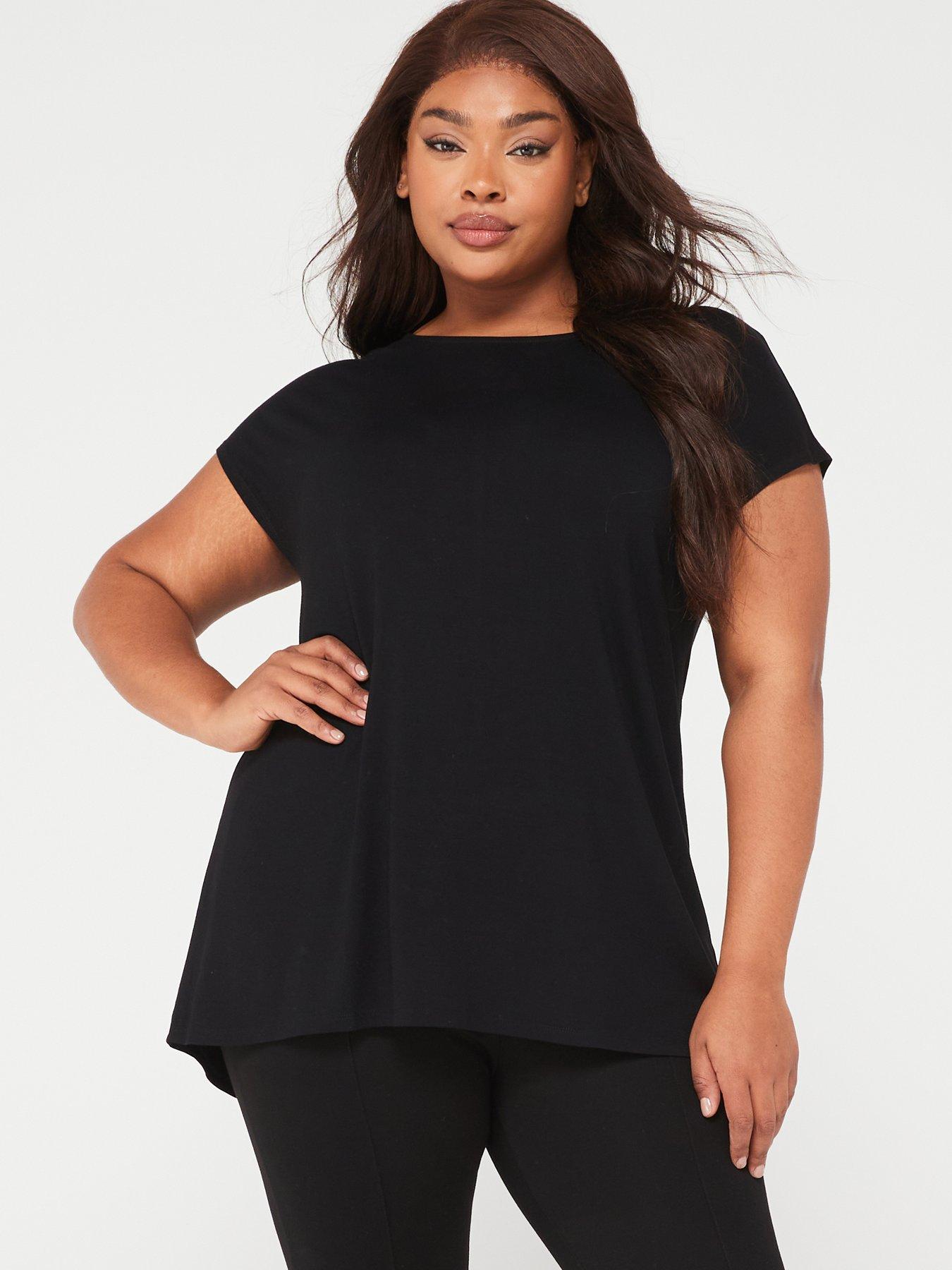undefined Short Sleeve Batwing Viscose T-Shirt  - Black