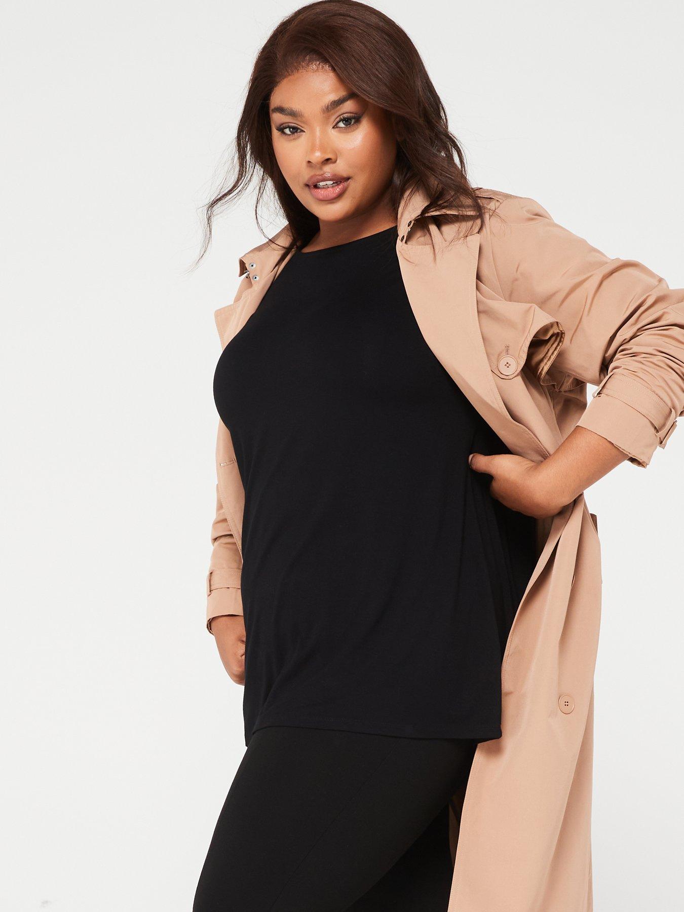 Image 5 of 6 of V by Very Curve Short Sleeve Batwing Viscose&nbsp;T-Shirt&nbsp; - Black