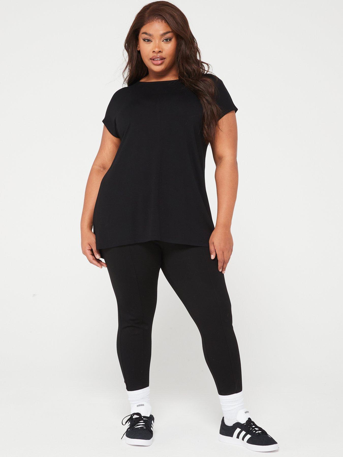 Image 6 of 6 of V by Very Curve Short Sleeve Batwing Viscose&nbsp;T-Shirt&nbsp; - Black