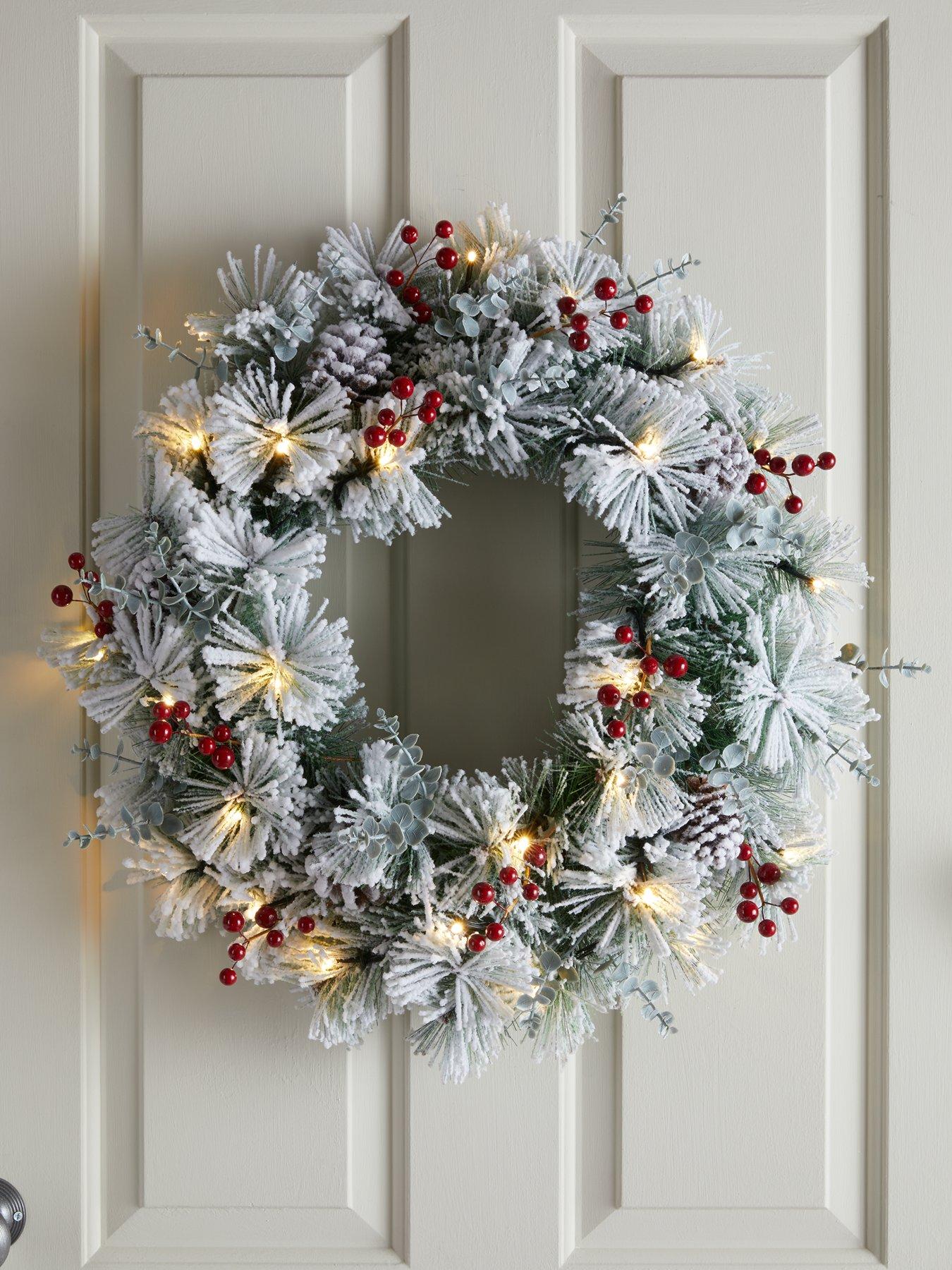 Image 1 of 5 of Very Home Bavarian Pre-Lit Christmas Wreath - 60 cm