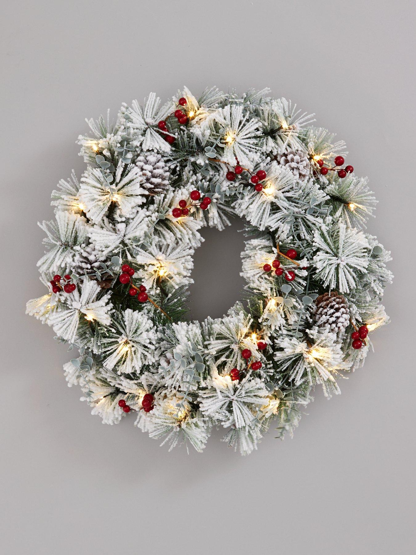 Image 2 of 5 of Very Home Bavarian Pre-Lit Christmas Wreath - 60 cm