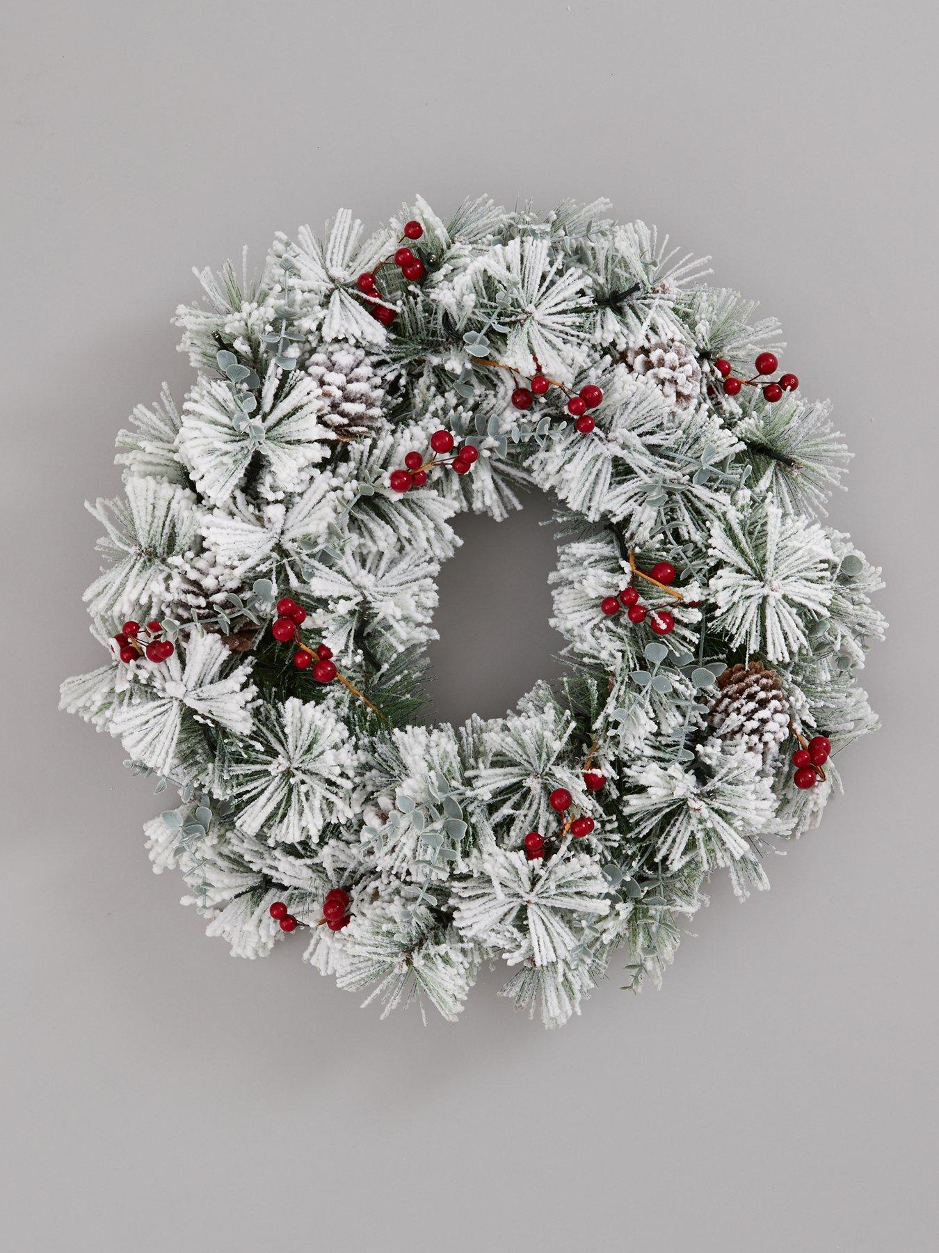Image 3 of 5 of Very Home Bavarian Pre-Lit Christmas Wreath - 60 cm