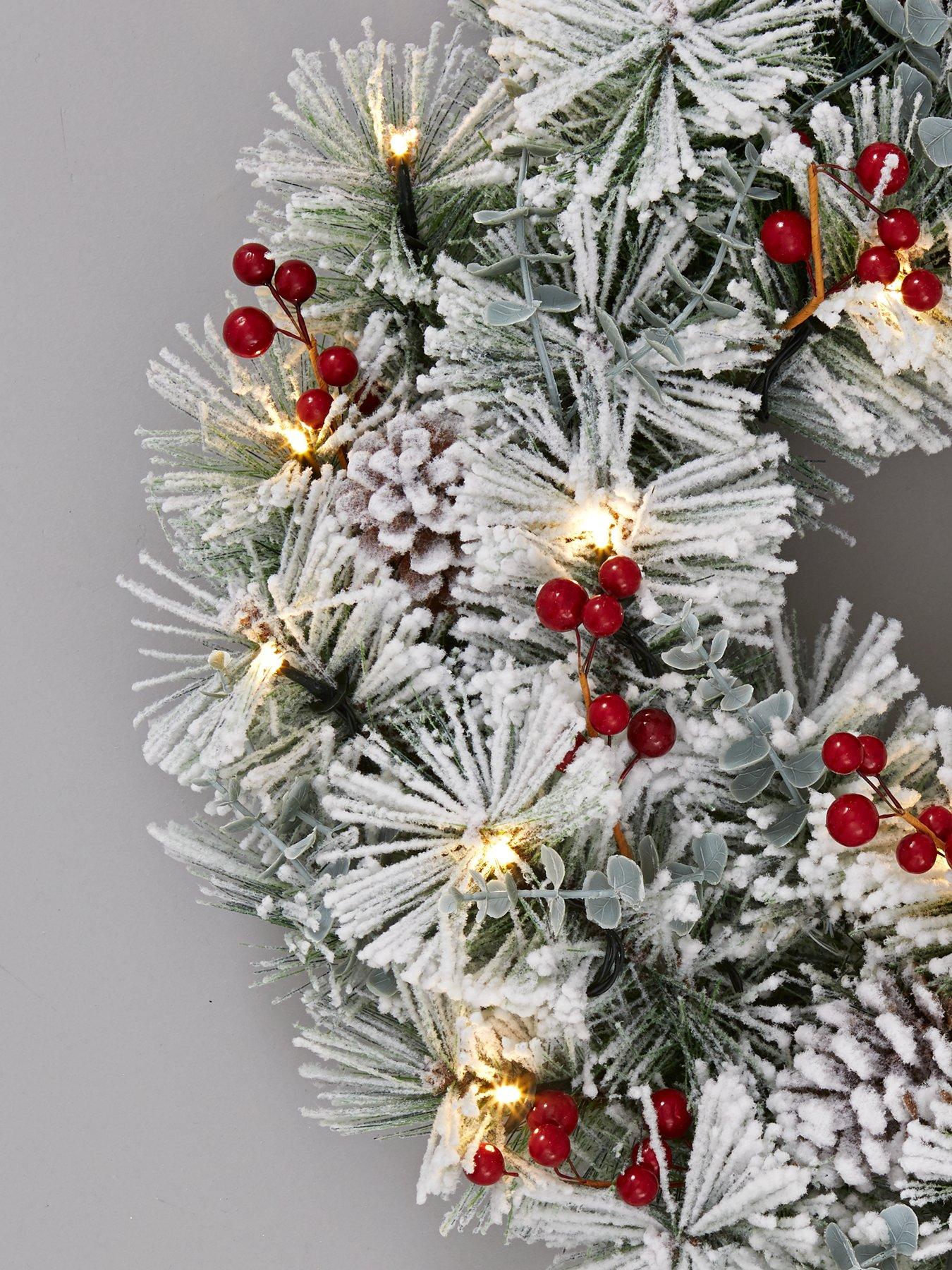 Image 4 of 5 of Very Home Bavarian Pre-Lit Christmas Wreath - 60 cm