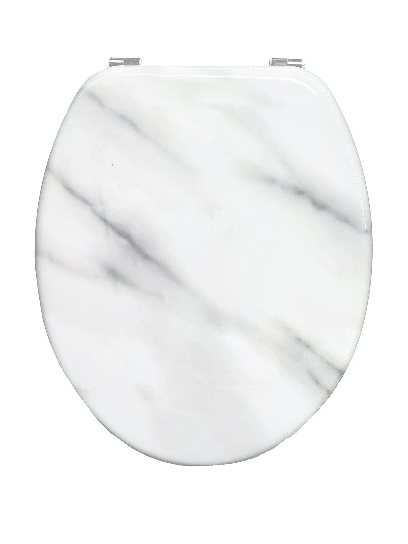 Image 1 of 4 of AQUALONA Marble Effect Hardwearing&nbsp;Wooden Toilet Seat