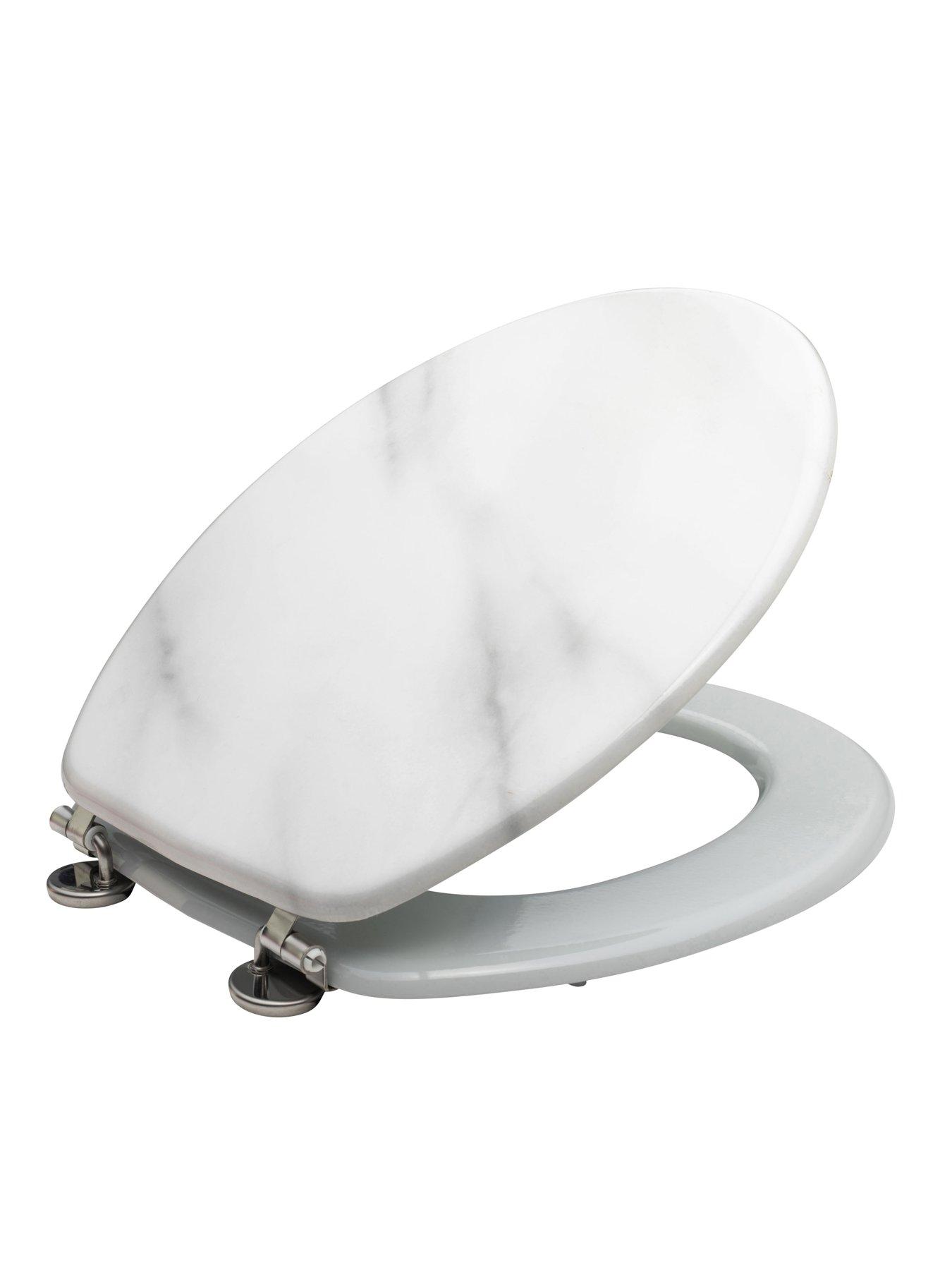 Image 2 of 4 of AQUALONA Marble Effect Hardwearing&nbsp;Wooden Toilet Seat