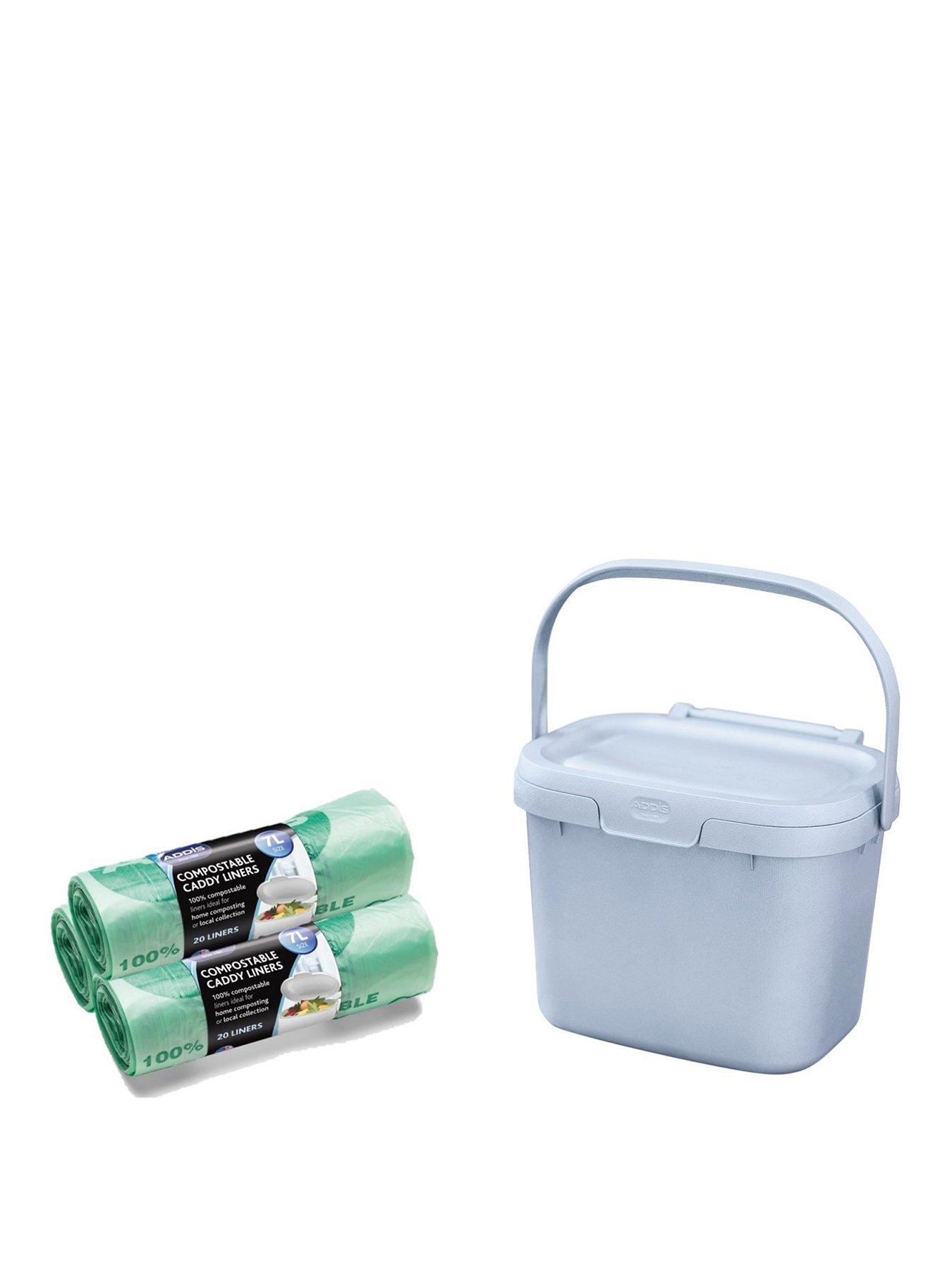 Addis Compost Food Caddy Bin with 60 Compostable Liner Bags