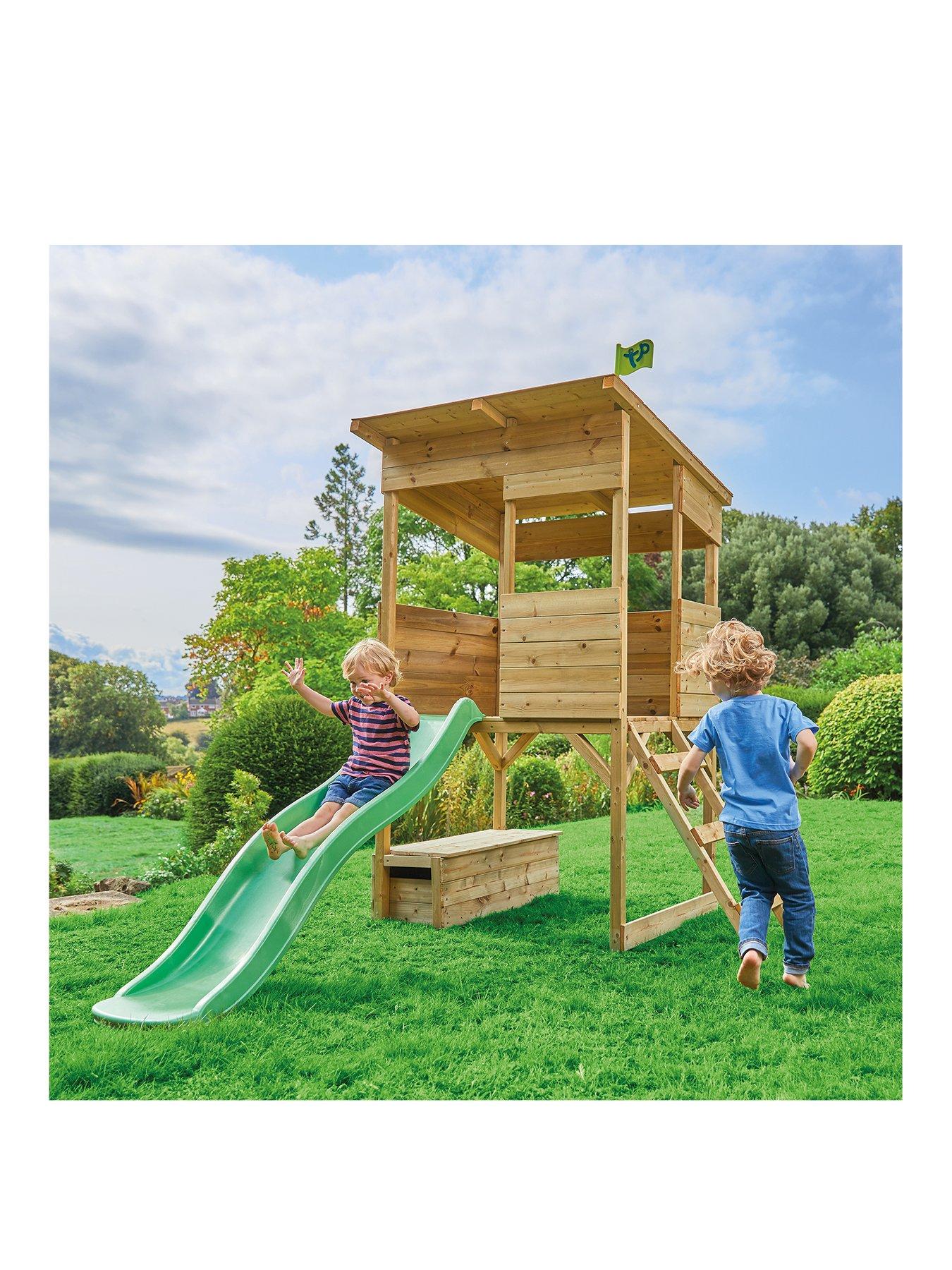 undefined Tree Tops Wooden Playhouse with Slide