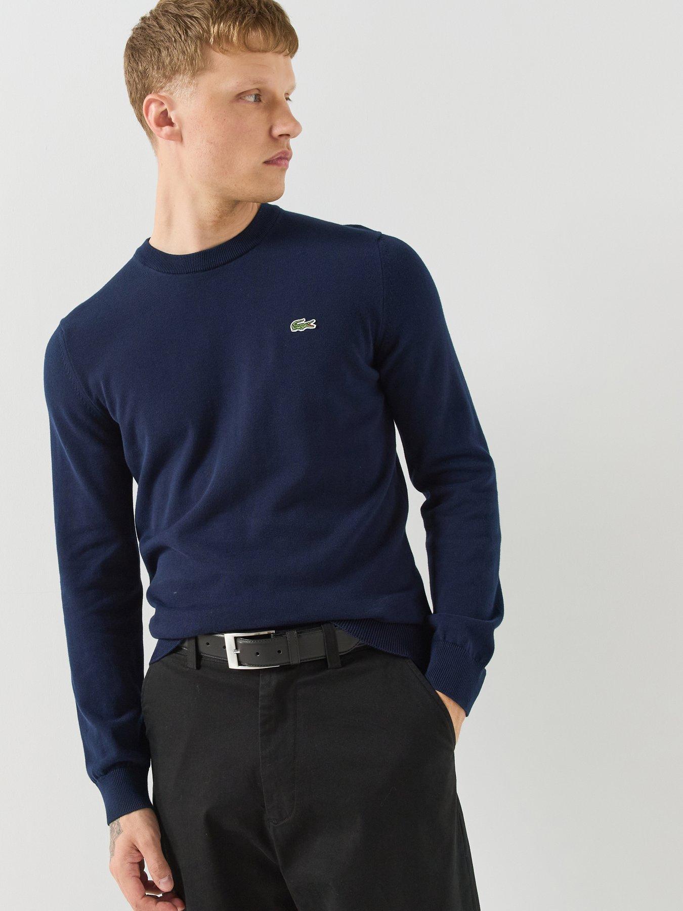 Lacoste Crew Neck Logo Knitted Jumper - Navy