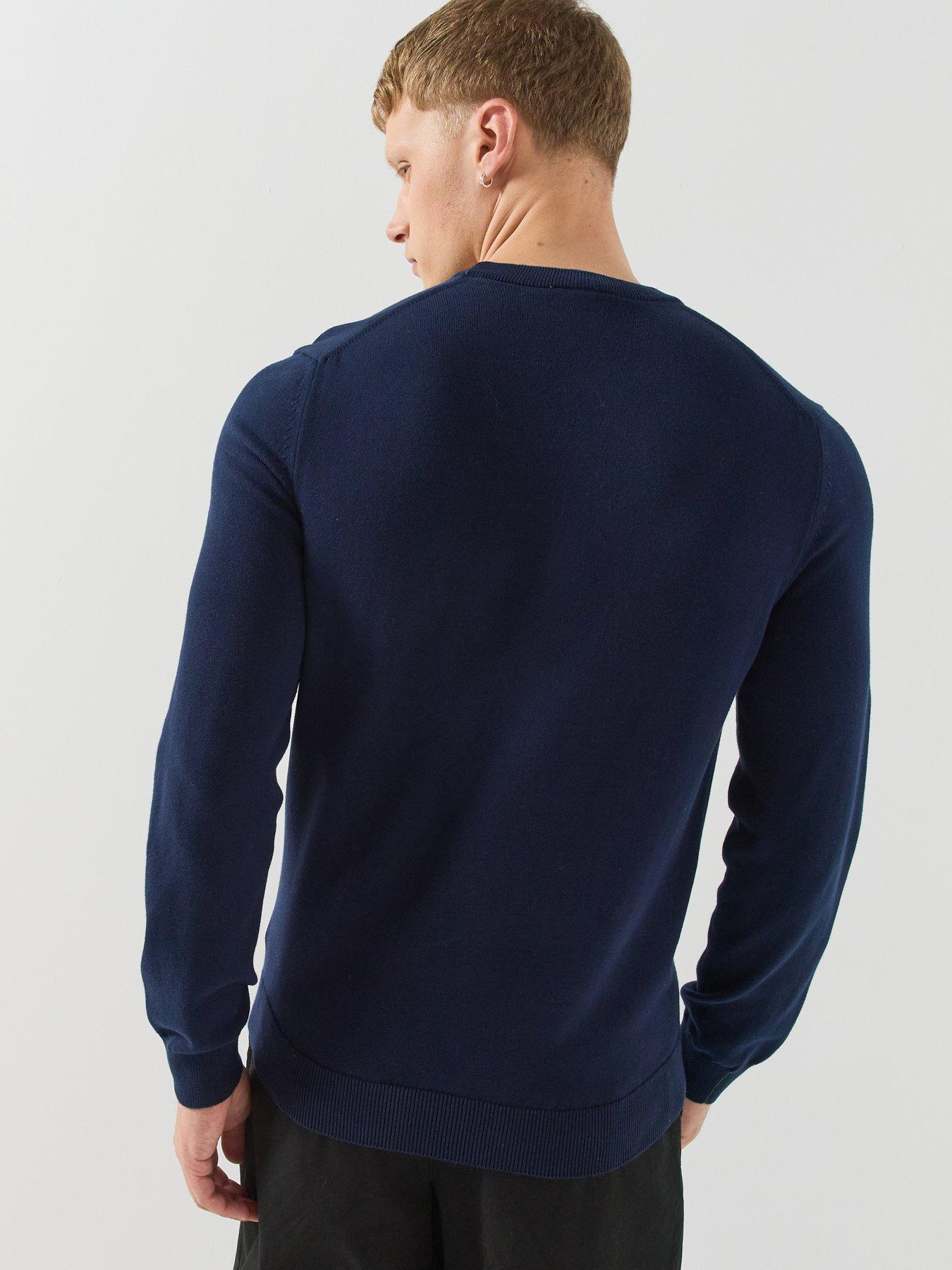 Image 2 of 6 of Lacoste Lacoste Crew Neck Knitted Logo Jumper - Navy