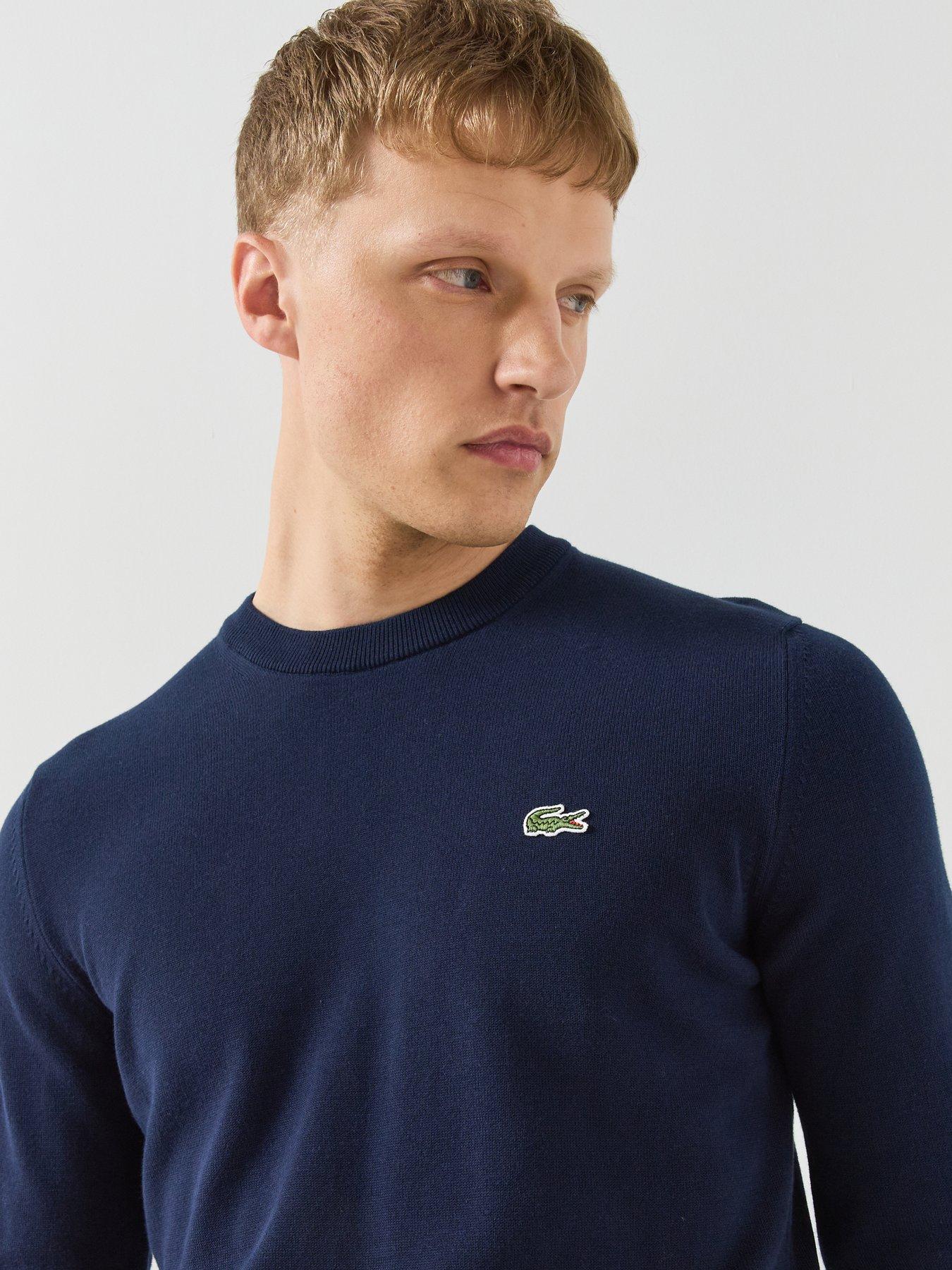 Image 4 of 6 of Lacoste Lacoste Crew Neck Knitted Logo Jumper - Navy