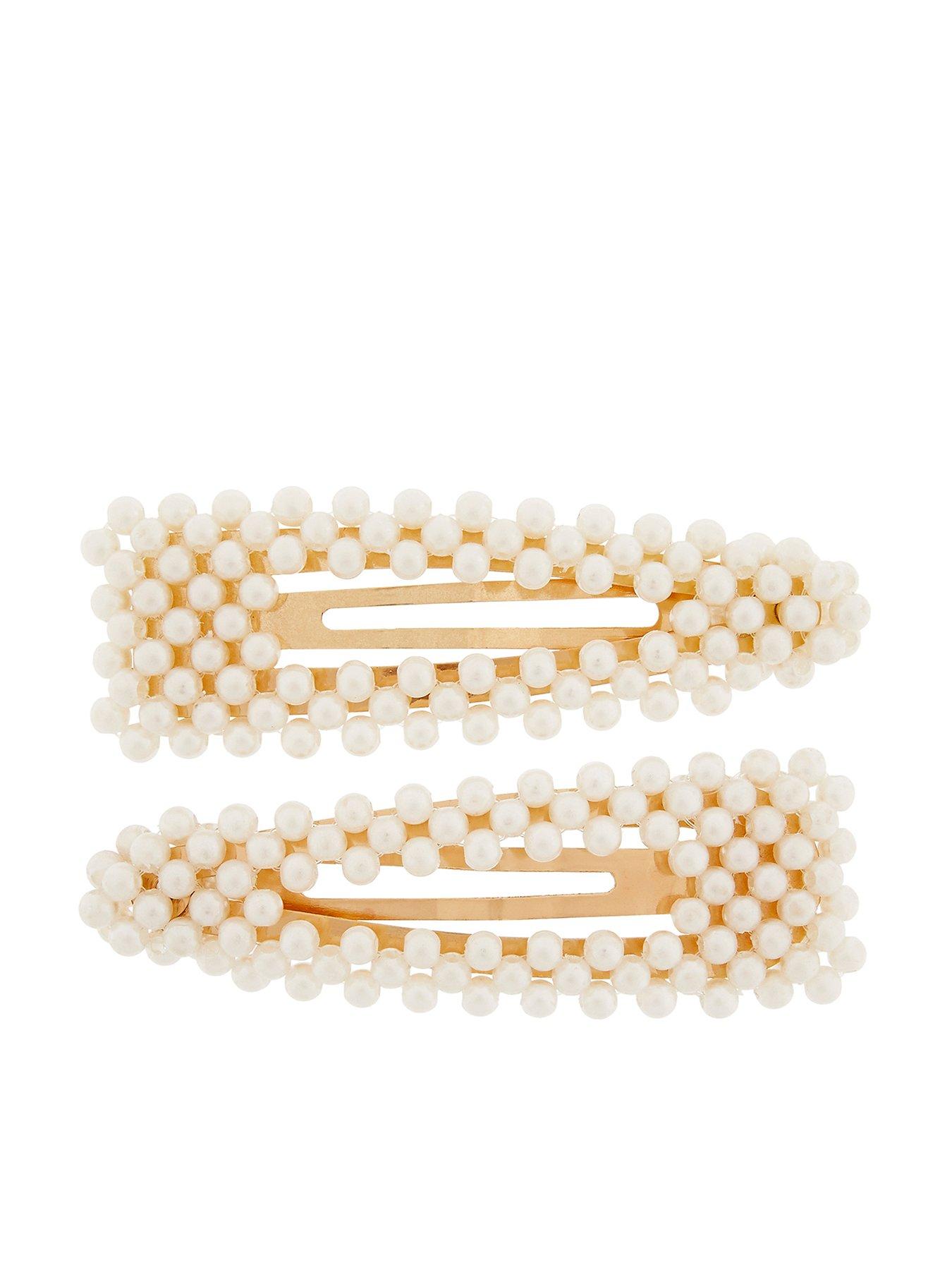 Image 1 of 1 of Accessorize Accessorize 2x Pearly Snap Clips
