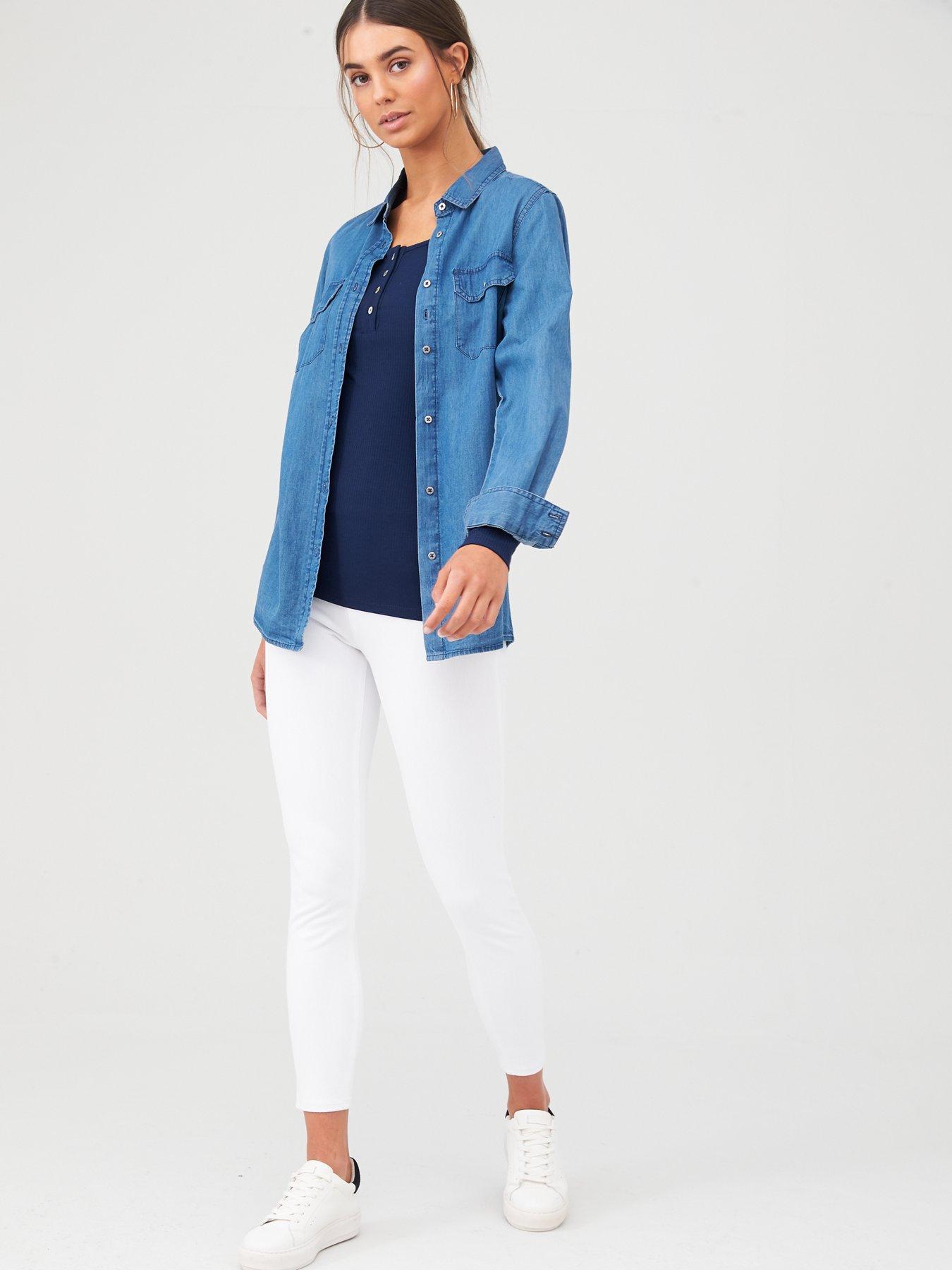 Image 1 of 4 of Spanx Spanx Medium Control Ankle Jean-ish Legging - White