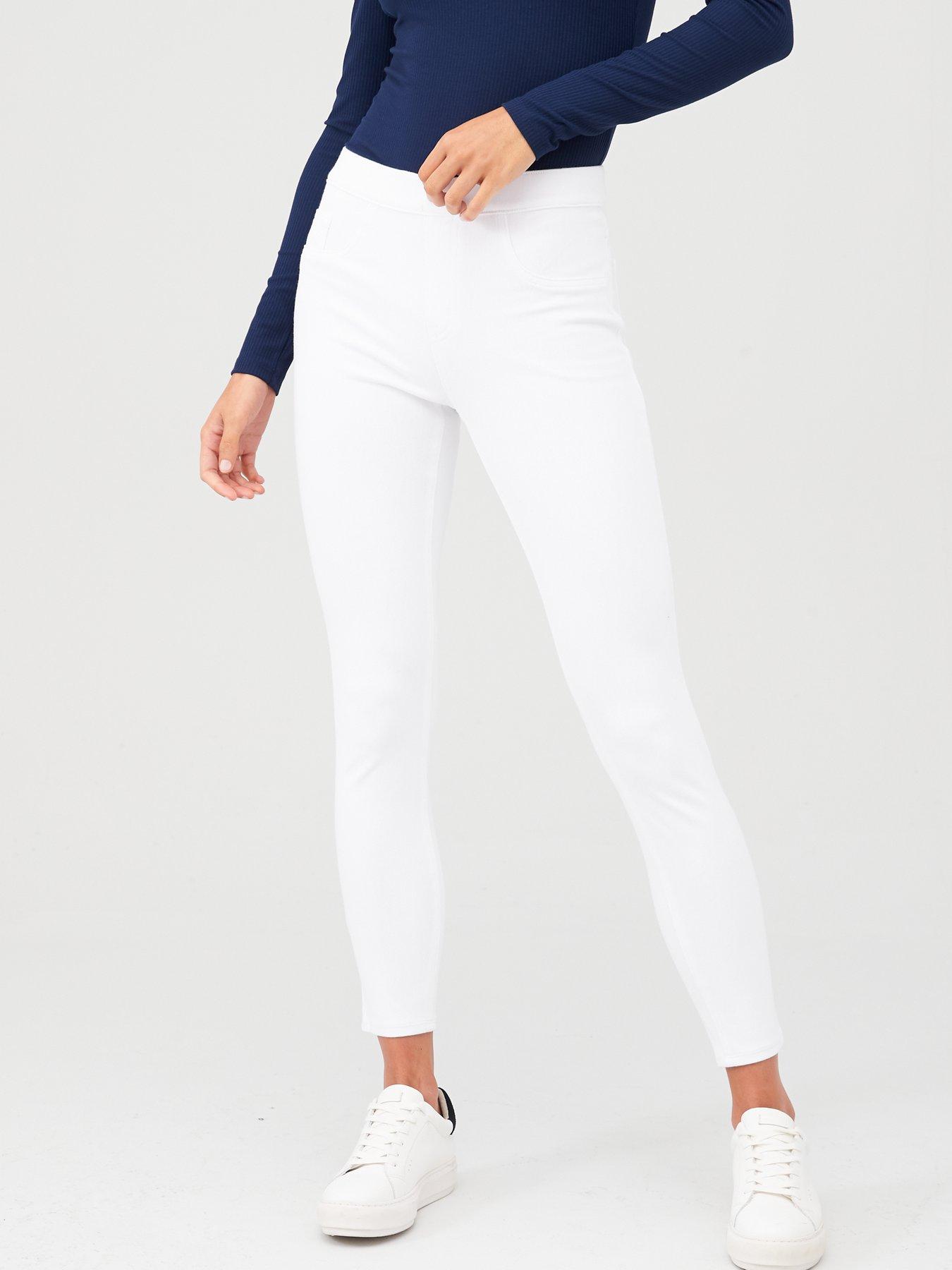 Spanx Jean-ish Ankle Length Slimming Cotton Stretch Leggings Pants Solid  White L Size L - $65 - From Galore