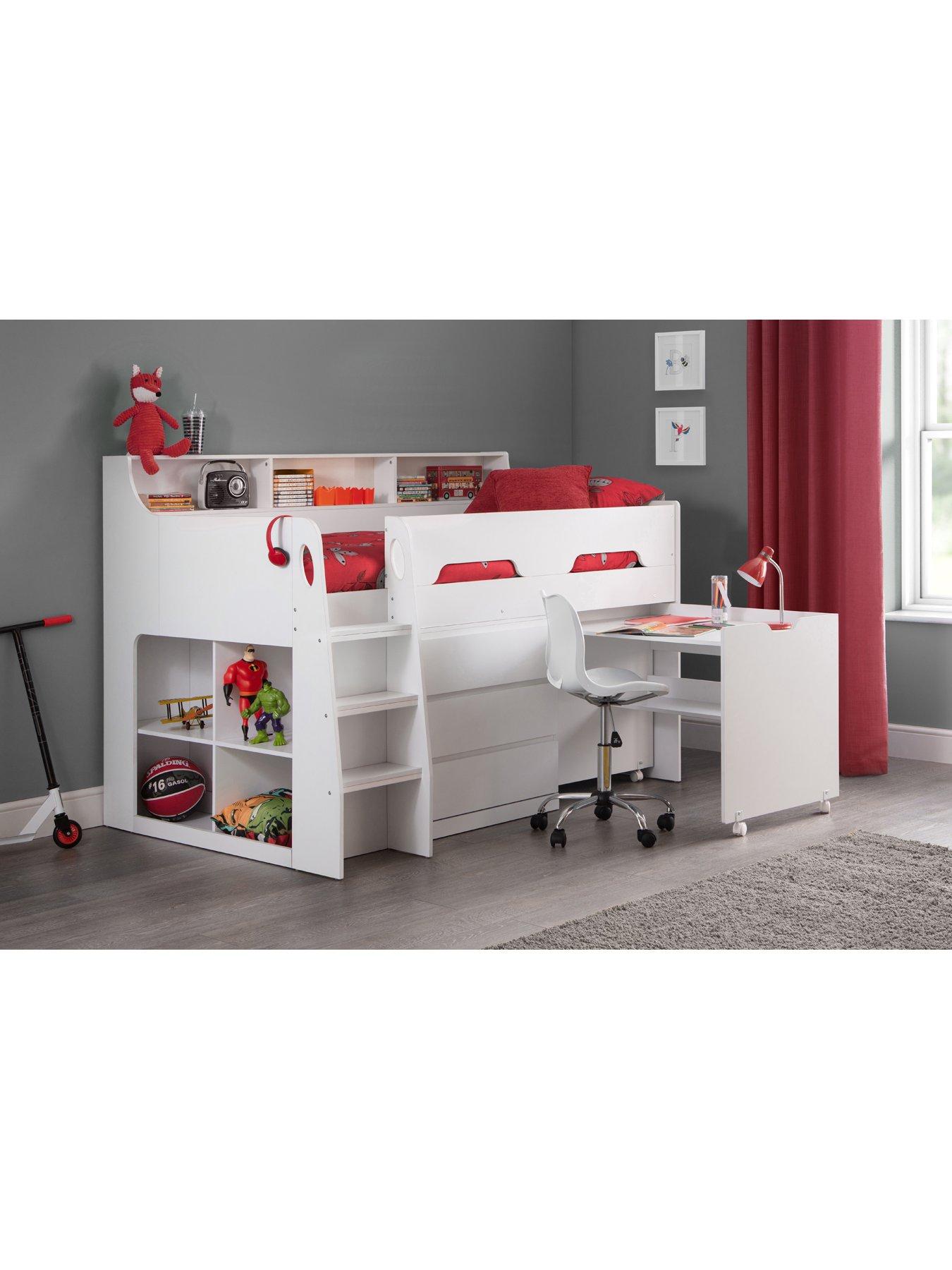 Image of Julian Bowen Noah Midsleeper Bed with Desk, Drawers and Shelving