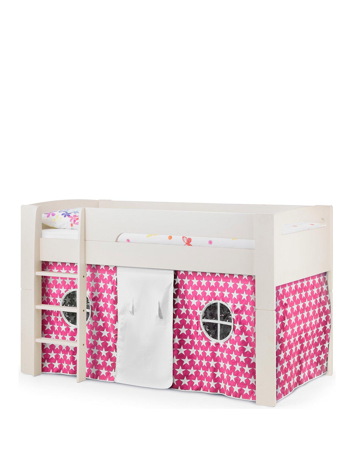 Image 2 of 2 of Julian Bowen Nova White Midsleeper Bed with Pink Star Tent