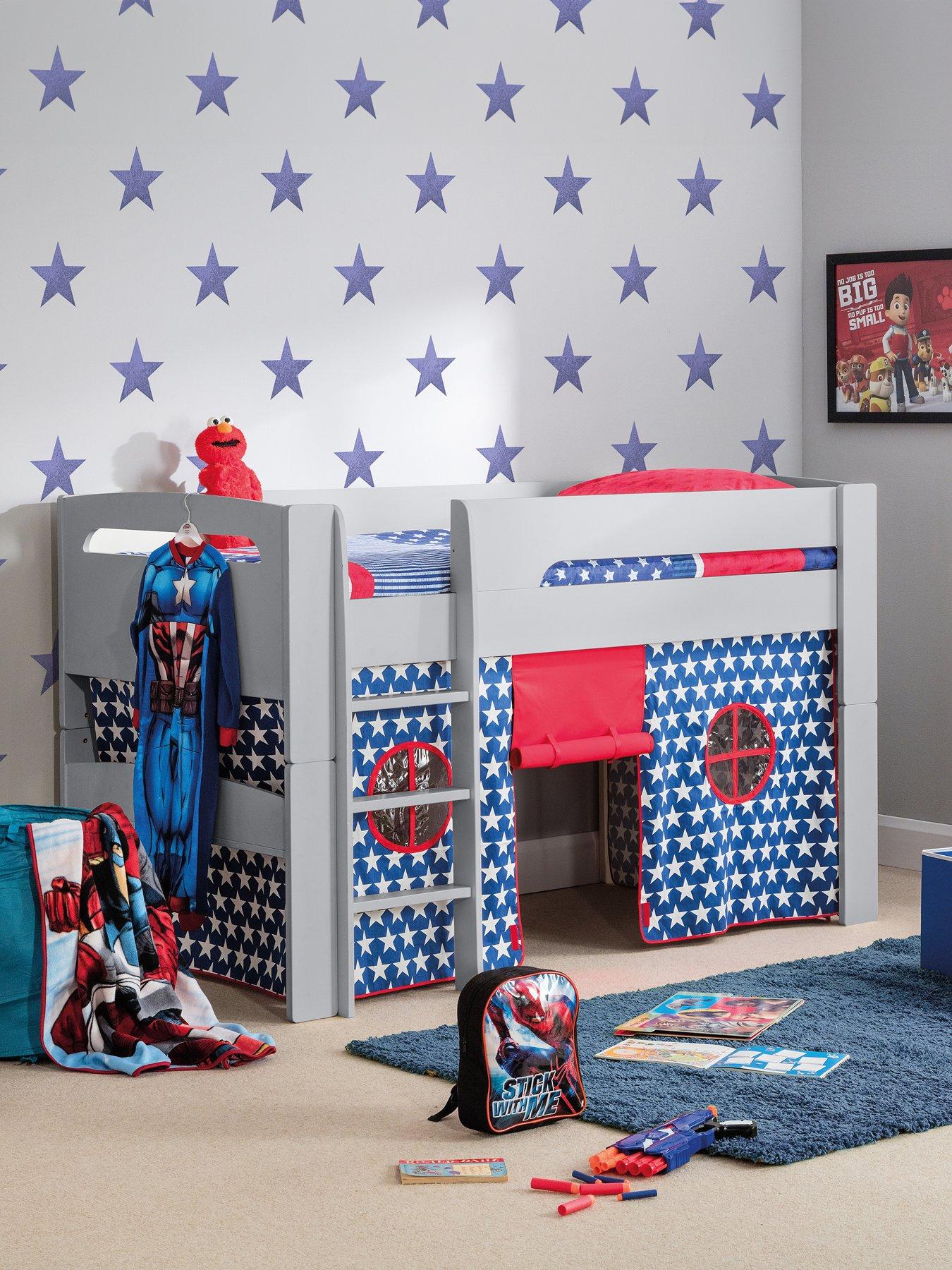 Image of Julian Bowen Nova Grey Midsleeper Bed with Blue Star Tent