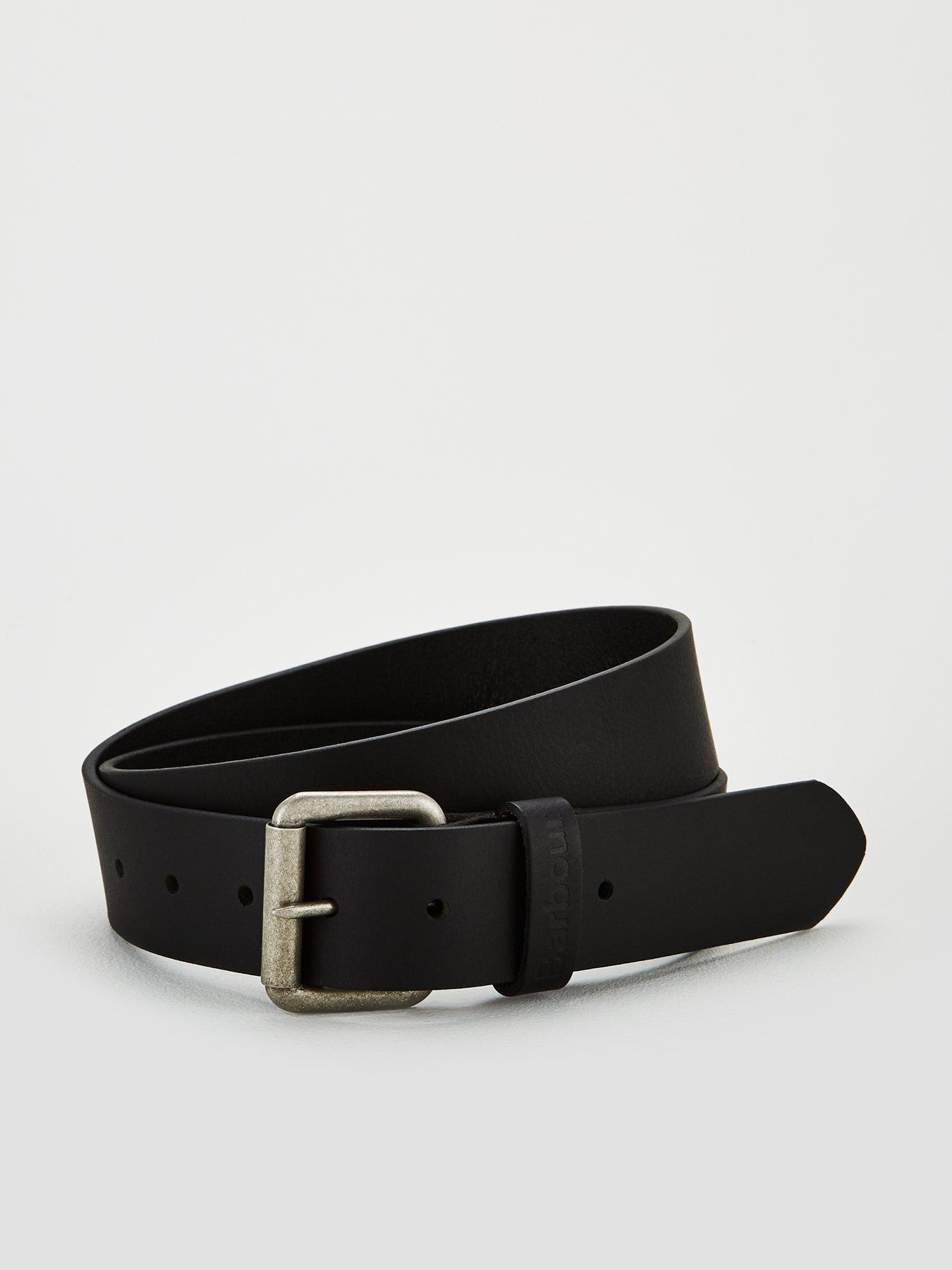 Image 1 of 2 of Barbour Allanton Embossed Logo Leather Belt - Black