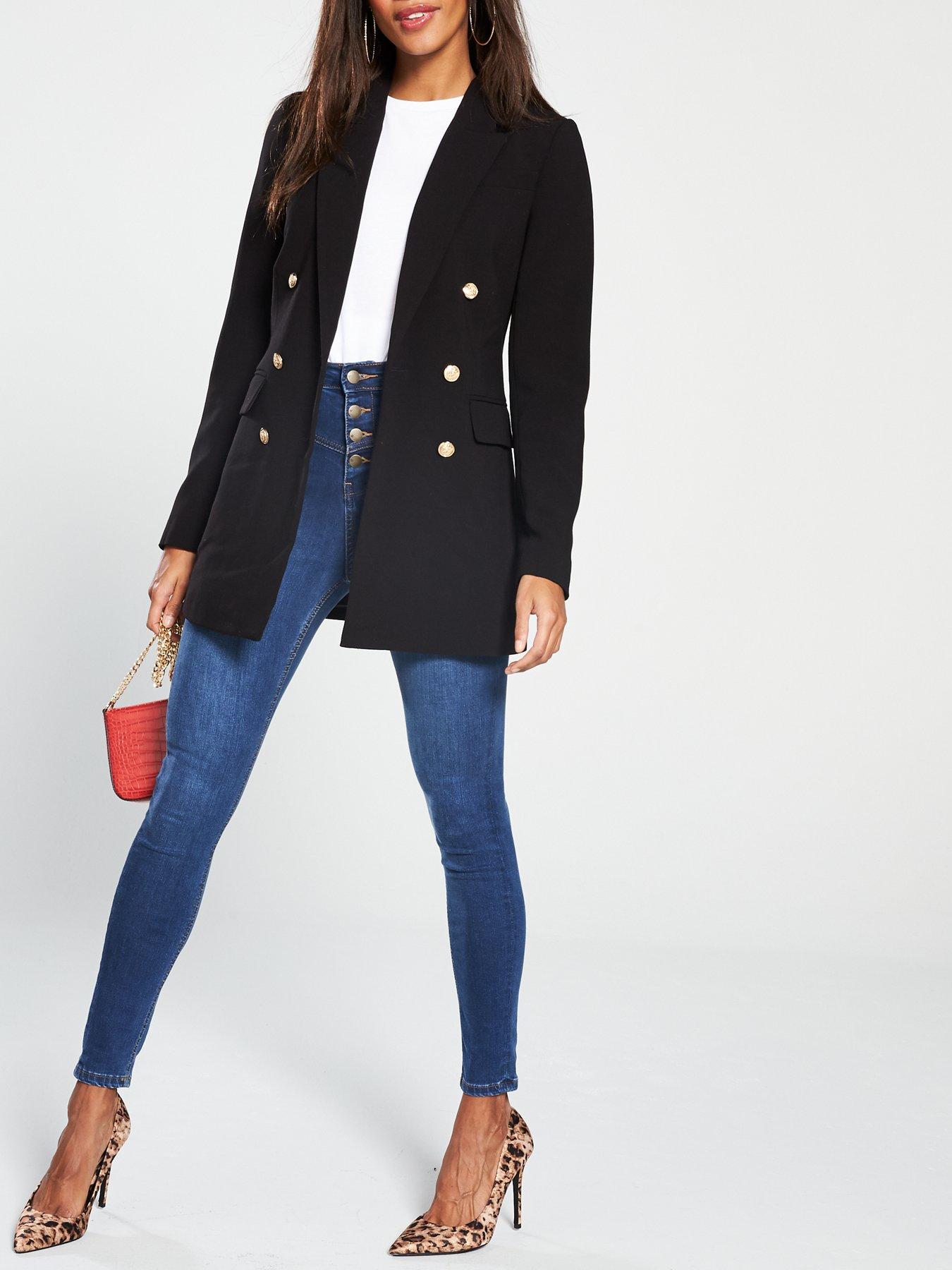 Image 3 of 4 of V by Very Longline Military Jacket - Black