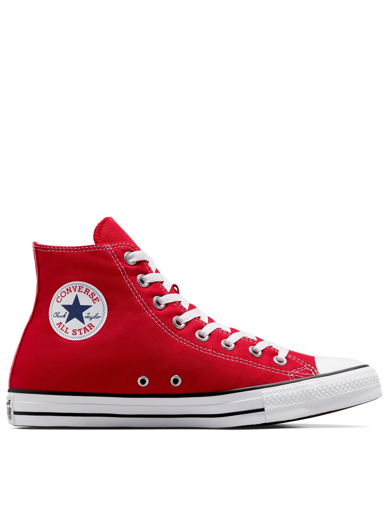 Mens Hi Top Trainers Red