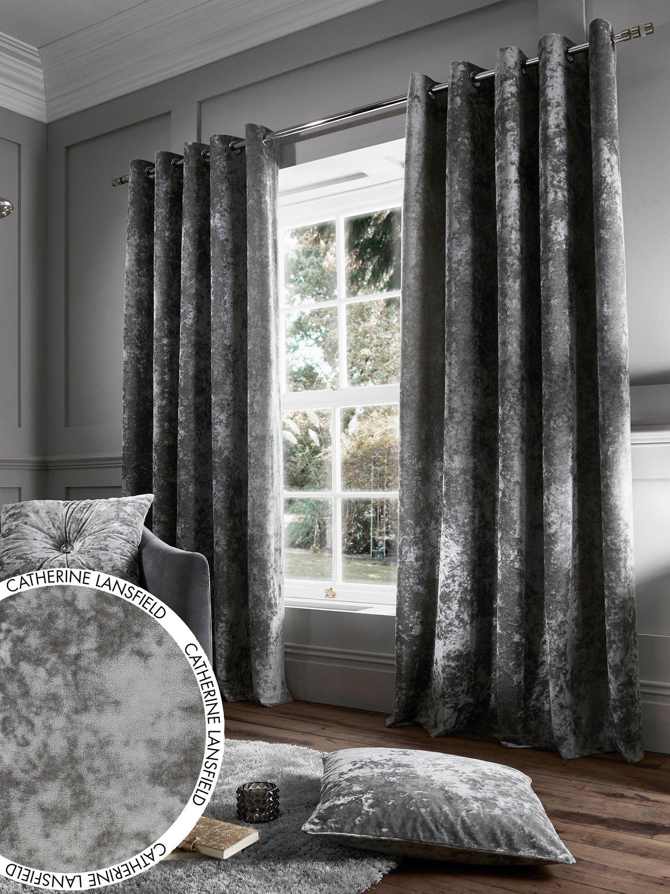 undefined Crushed Velvet Eyelet Lined Curtains