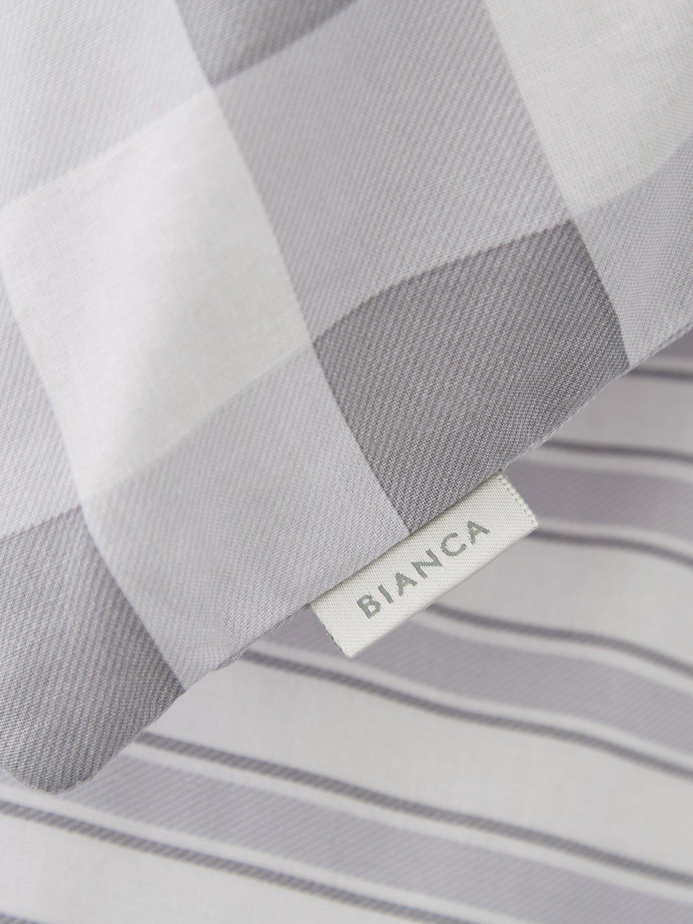 Image 1 of 4 of Bianca Fine Linens Grey Stripe 100% Cotton Fitted Sheet