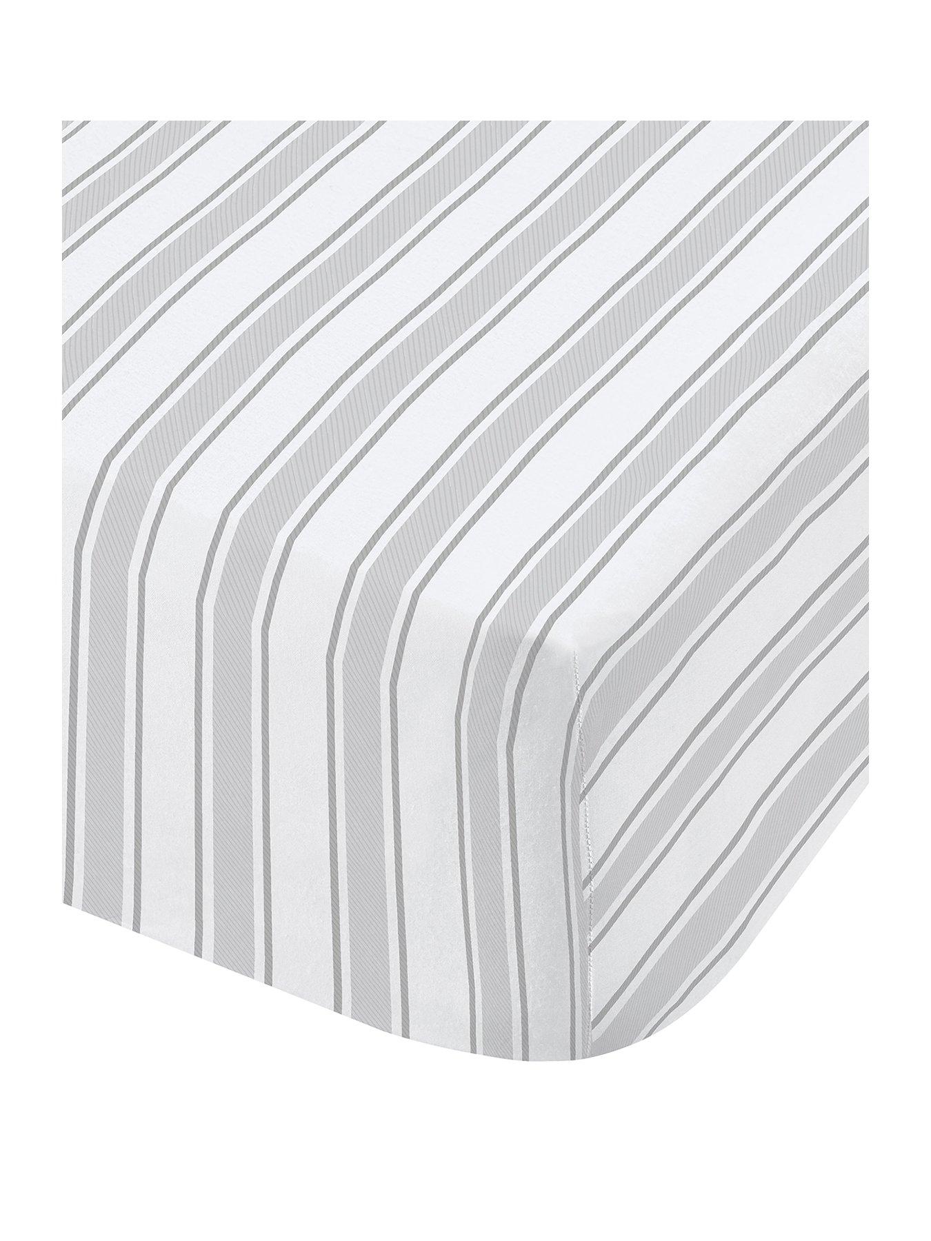 Image 2 of 4 of Bianca Fine Linens Grey Stripe 100% Cotton Fitted Sheet