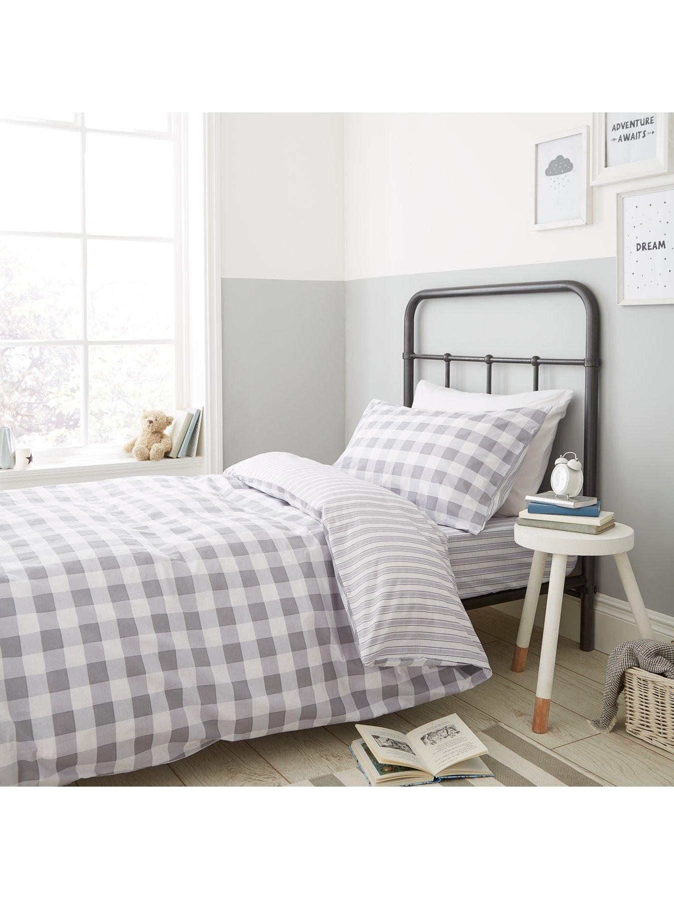 Image 3 of 4 of Bianca Fine Linens Grey Stripe 100% Cotton Fitted Sheet