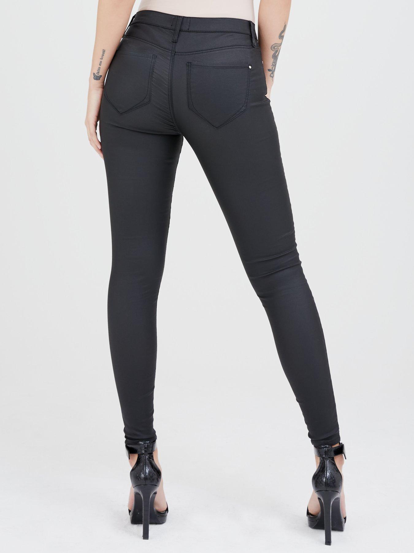 Molly Mid Rise Coated Denim Jegging - Black