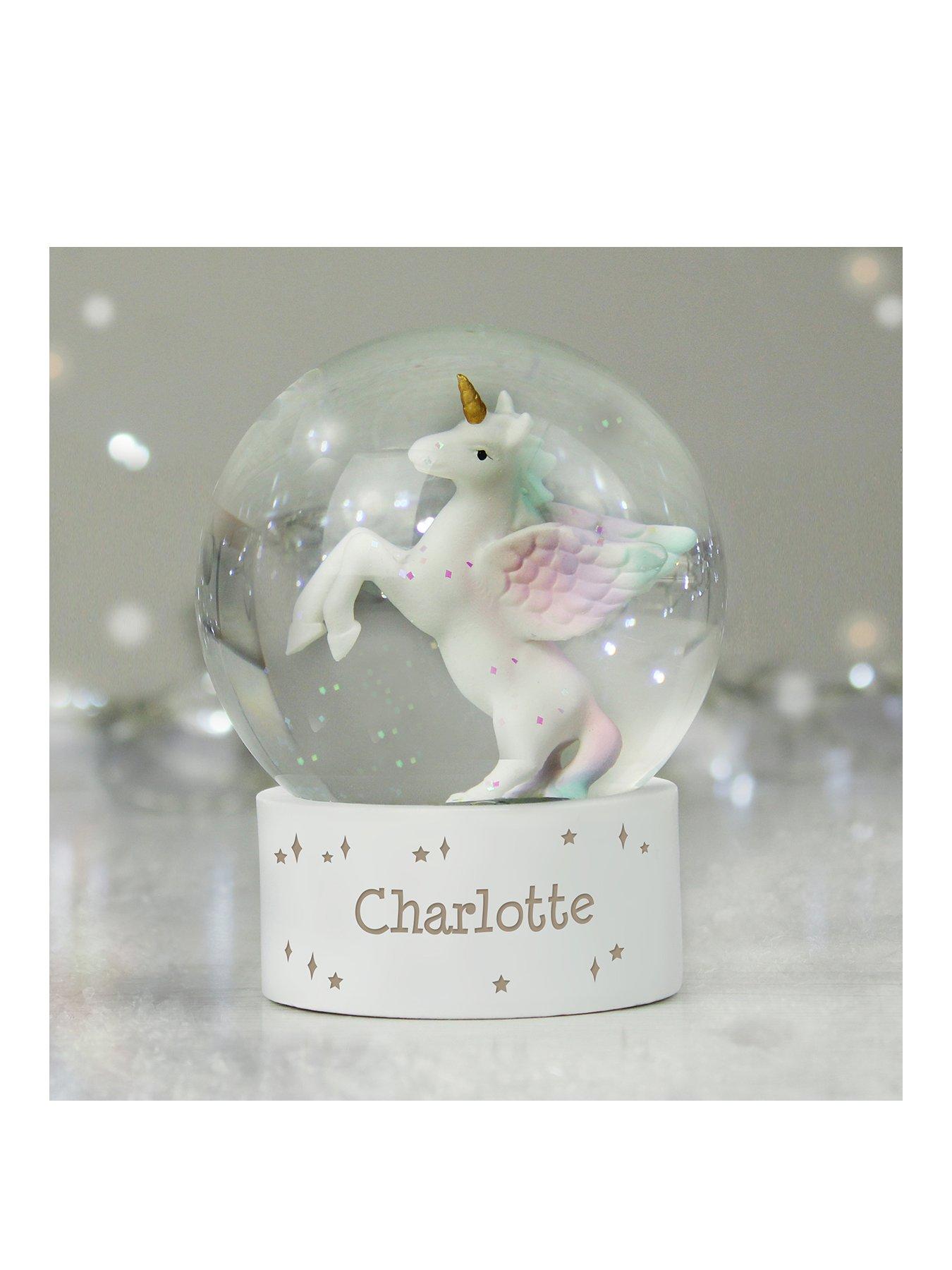 Image 1 of 3 of The Personalised Memento Company Personalised Unicorn Snow Globe