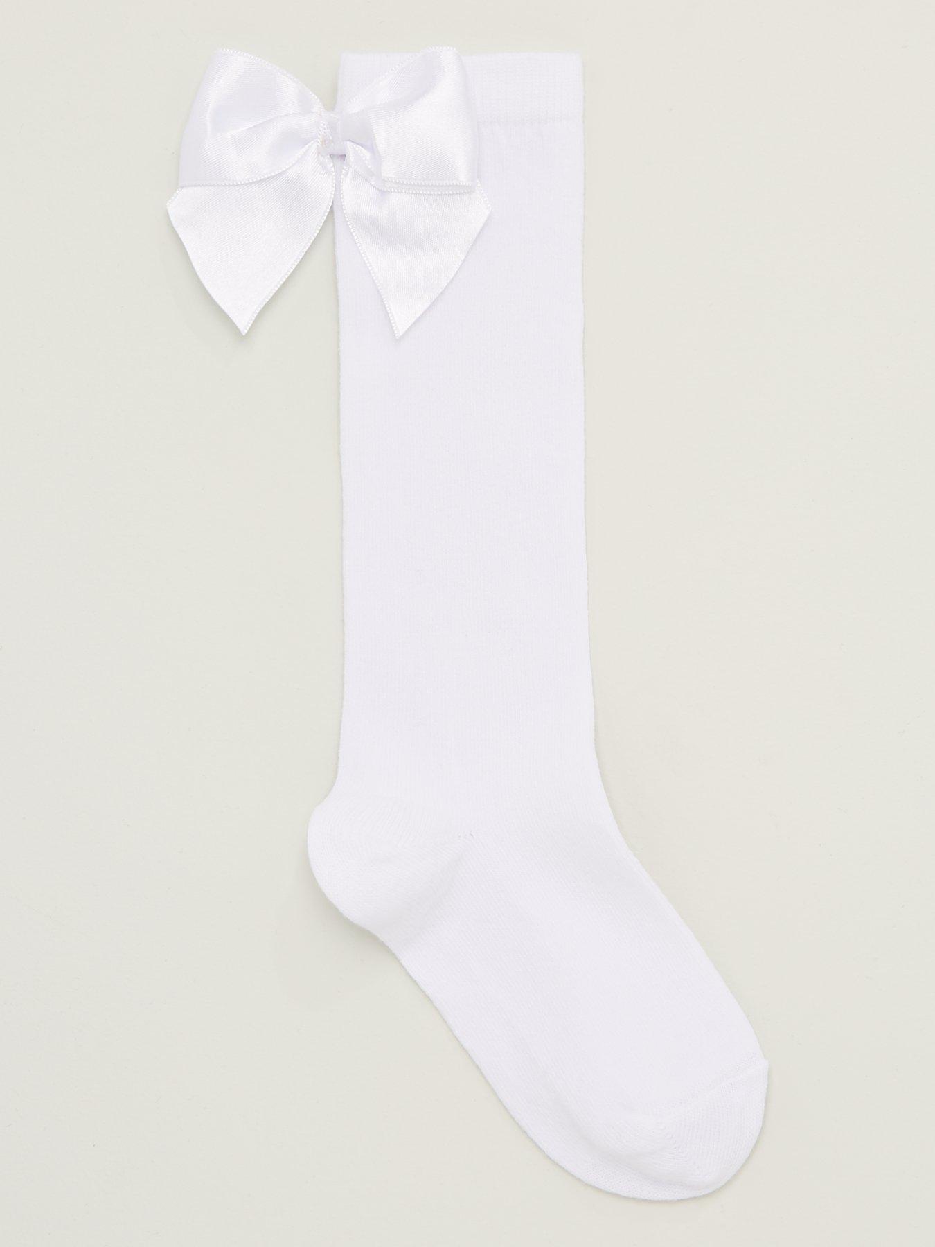 Image 2 of 3 of V by Very Girls 2 Pack Big Bow Knee High Socks - White