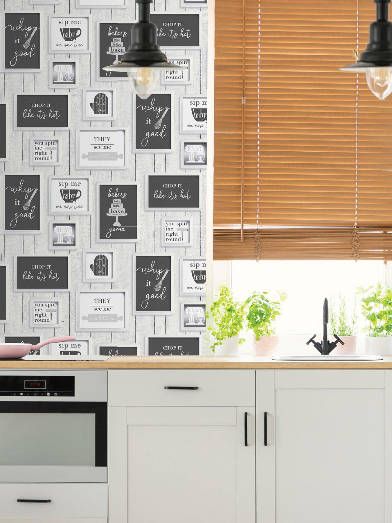 Contour K & B Framed Quotes Black/White Wallpaper