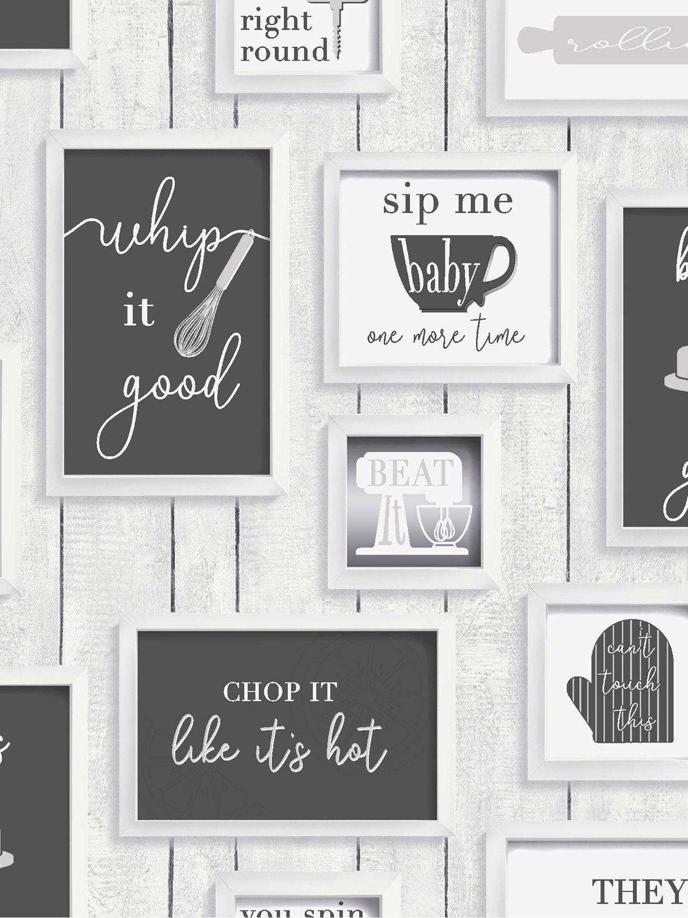 Image 2 of 3 of Contour K&amp;B Framed Quotes Black/White Wallpaper