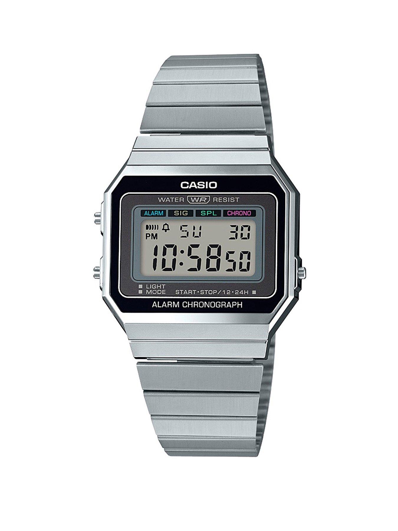 Metal casio digital on sale watch