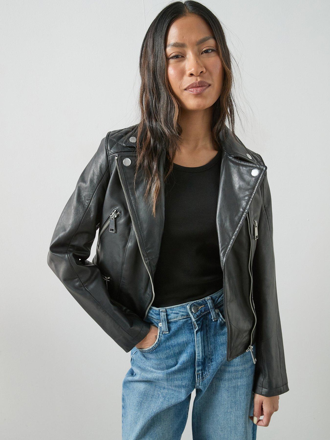 Image 1 of 7 of The Very Collection Ultimate Leather Biker Jacket - Black