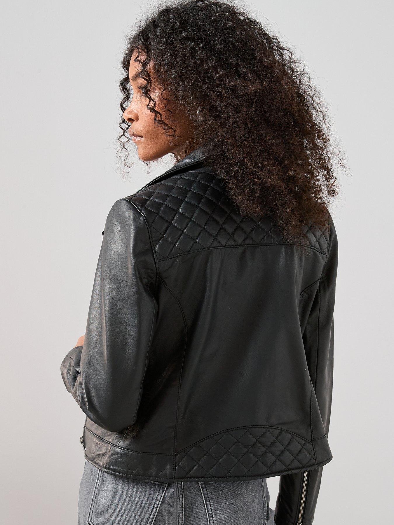 Image 2 of 7 of The Very Collection Ultimate Leather Biker Jacket - Black