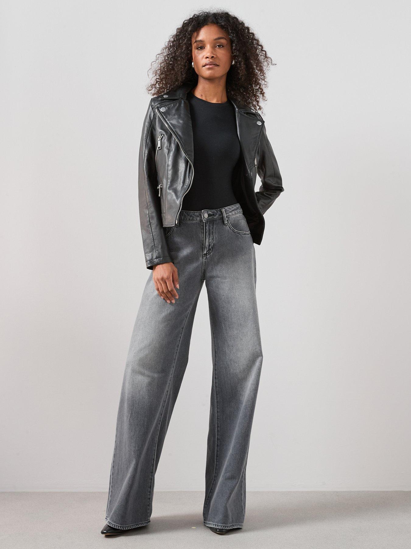 Image 3 of 7 of The Very Collection Ultimate Leather Biker Jacket - Black