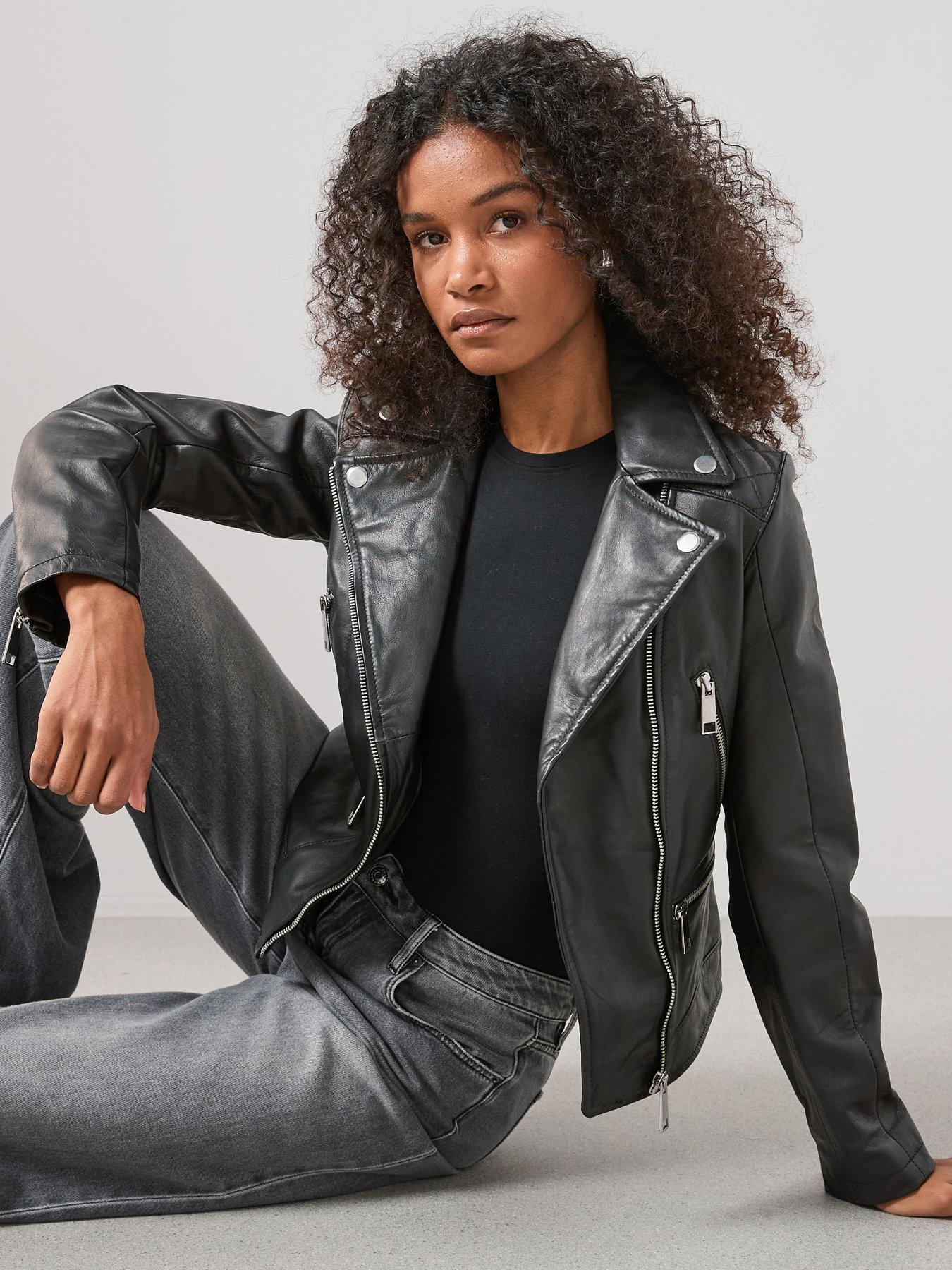 Image 4 of 7 of The Very Collection Ultimate Leather Biker Jacket - Black