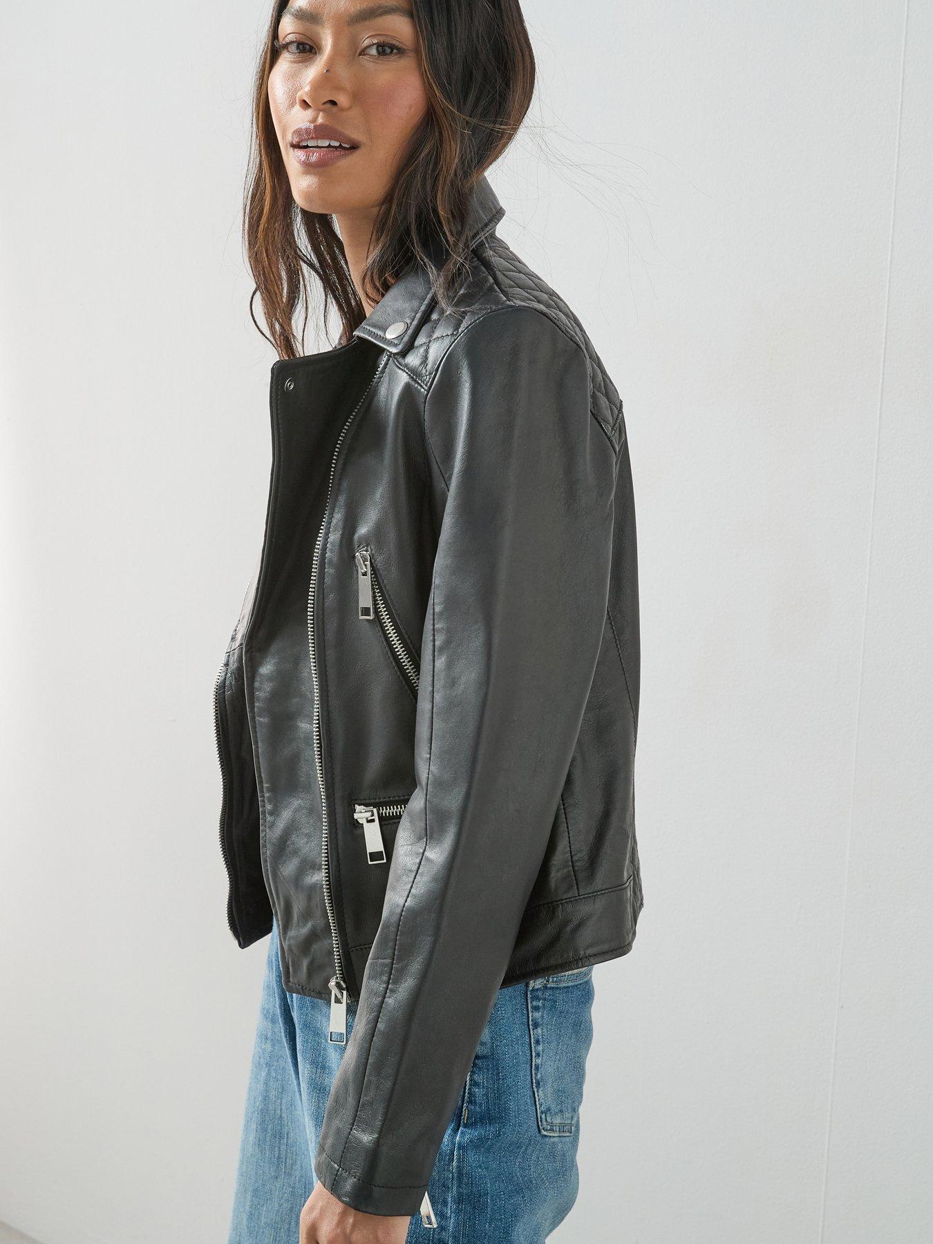 Image 5 of 7 of The Very Collection Ultimate Leather Biker Jacket - Black