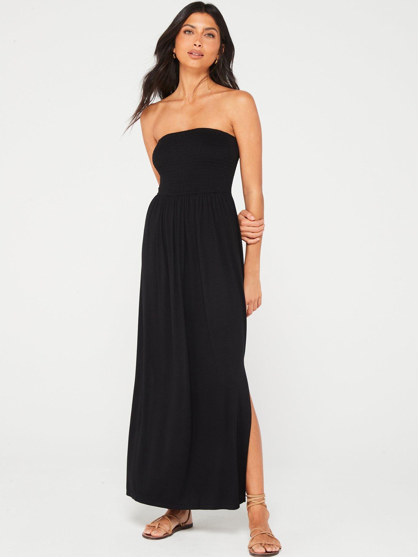 V by Very Bandeau Beach Maxi Dress - Black