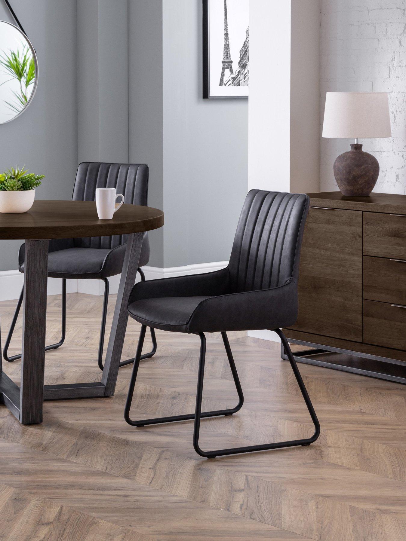 Julian Bowen Pair of Soho Faux Leather and Metal Dining Chairs