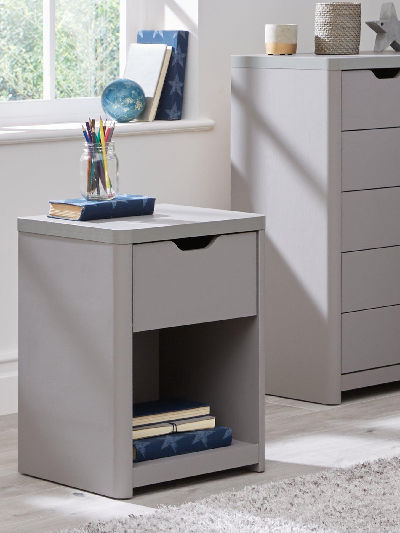 The Very Collection Aspen 1 Drawer Bedside Chest - Grey Oak Effect
