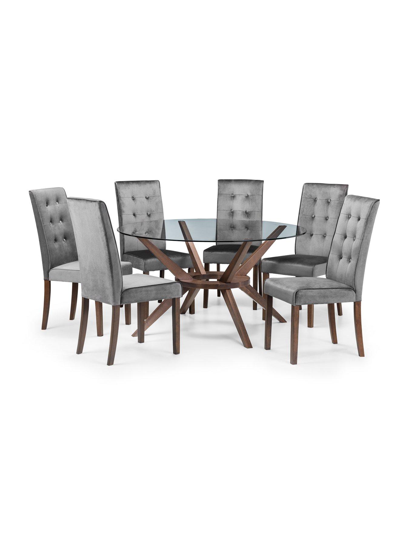 Round glass deals table for 6