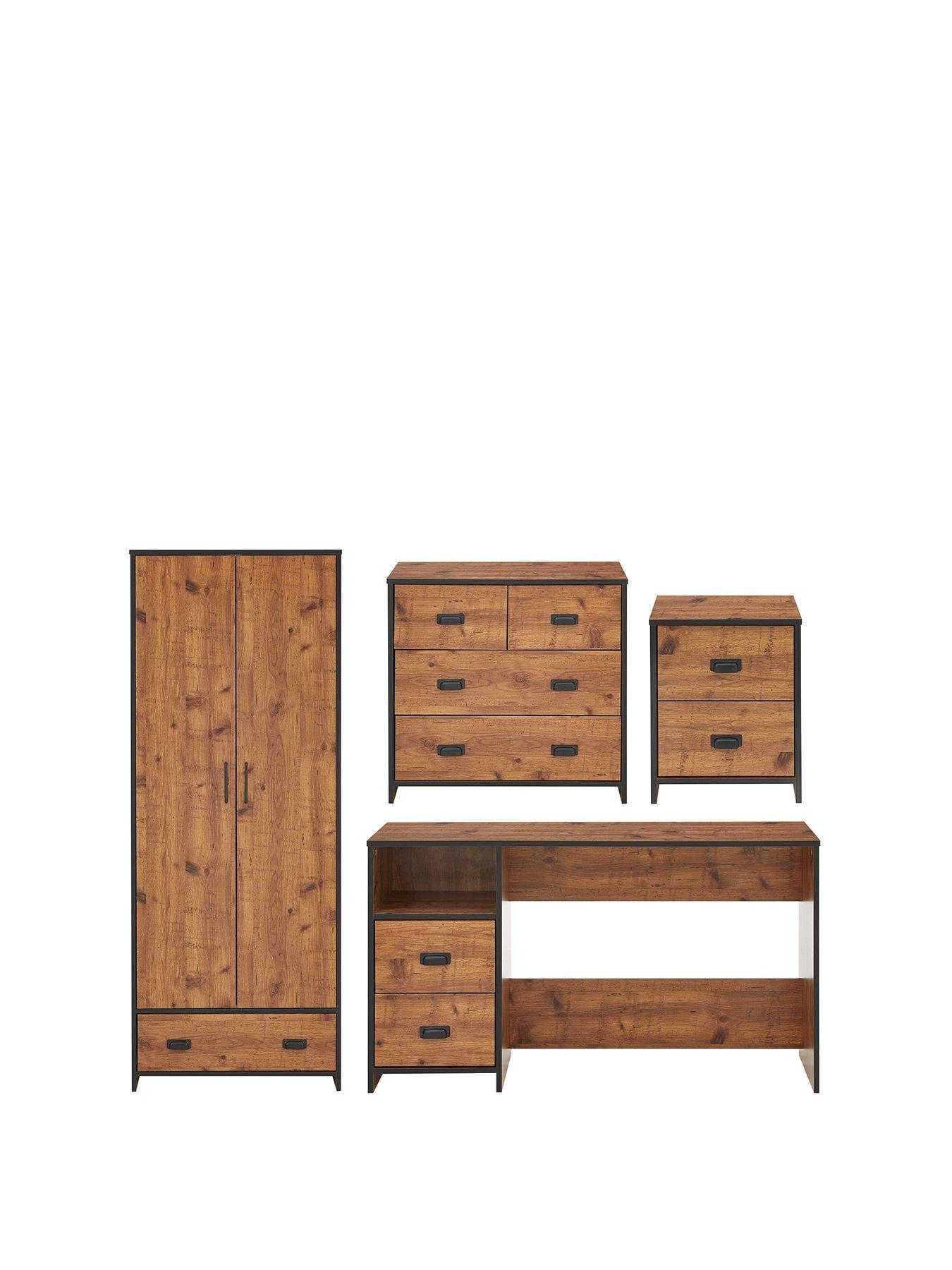 jackson-4-piece-package-kids-2-door-1-drawer-wardrobe-22-drawer-chestnbsp2-drawer-bedside-chest-and-desk-rustic-pine-effect