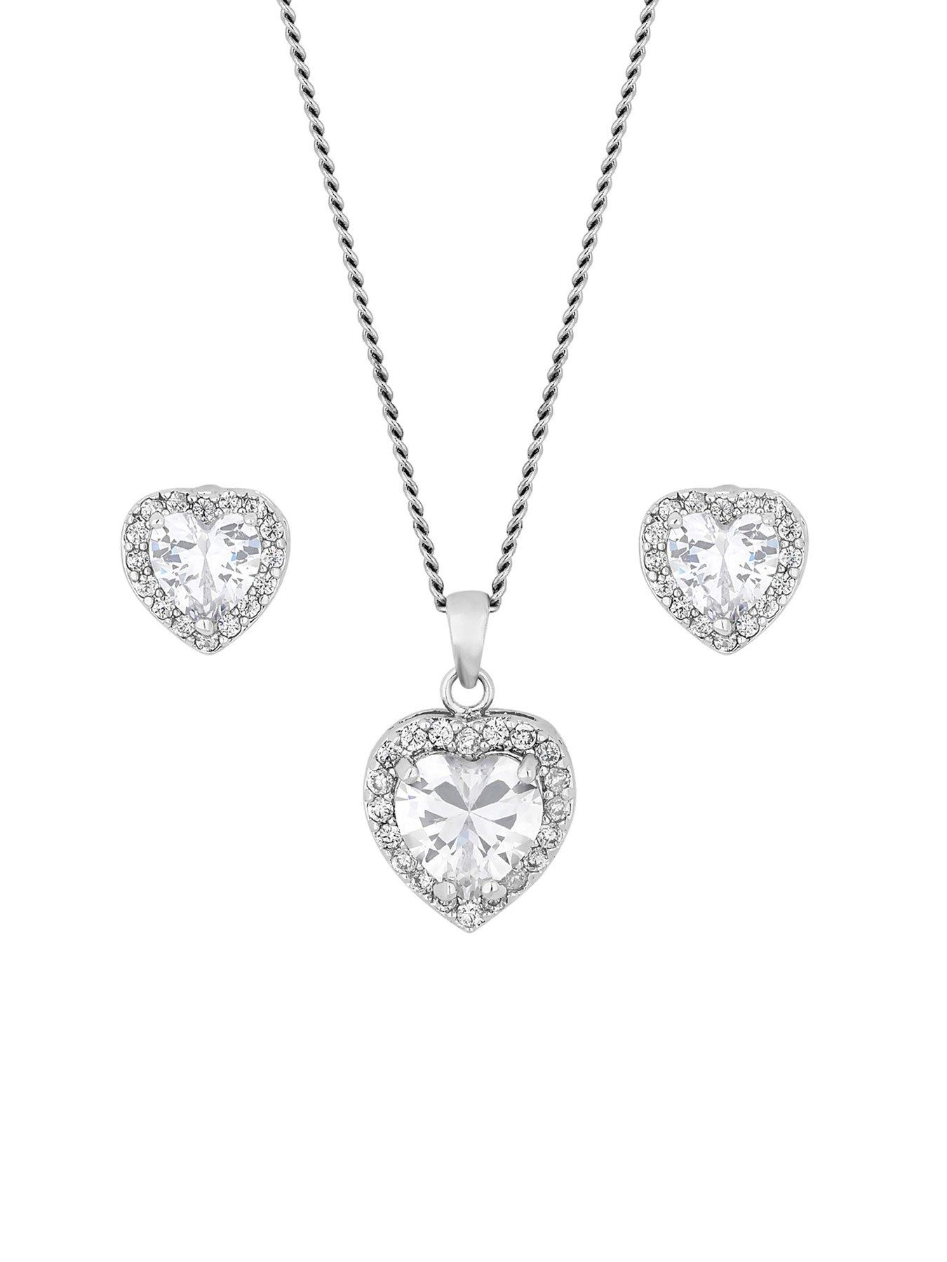 Image 2 of 2 of Jon Richard Cubic Zirconia Pave Heart Pendant And Earring Set