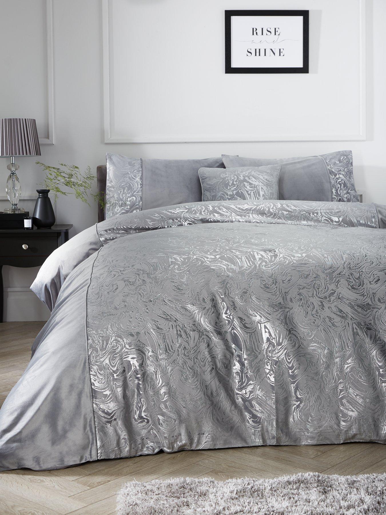 very-home-alexis-marble-foil-and-velvet-duvet-cover-set-silver