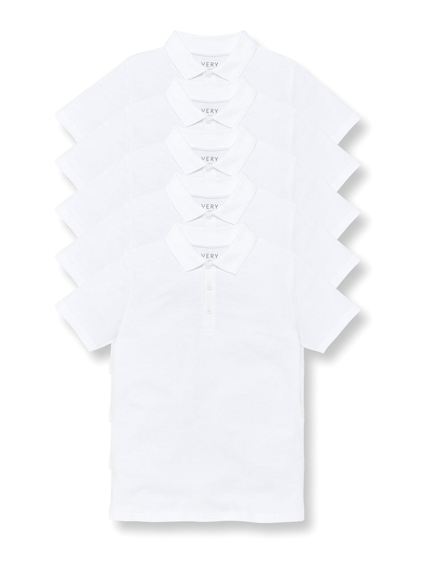 Image 2 of 7 of Everyday Boys 5 Pack Polo School Tops - White