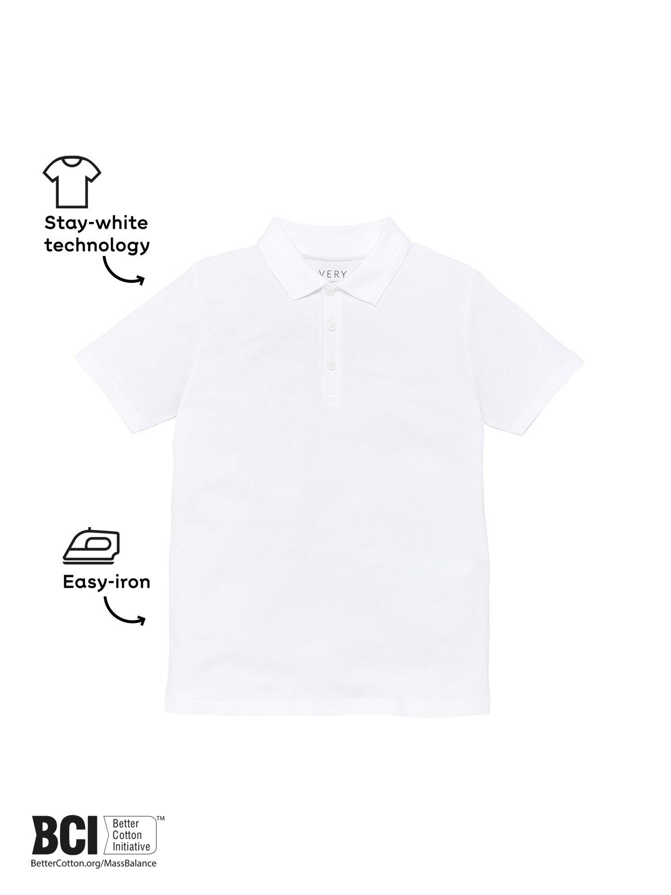 Image 4 of 7 of Everyday Boys 5 Pack Polo School Tops - White