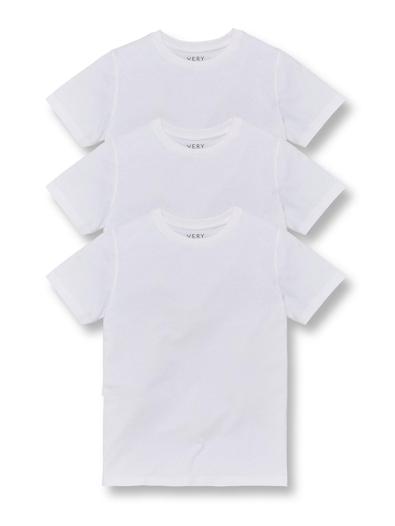 Image 2 of 6 of The Very Collection Unisex 3 Pack Crew Neck Cotton T-Shirts - White